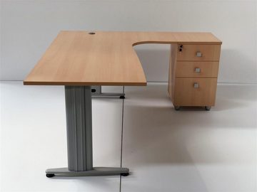 Furni24 Schreibtisch Winkelschreibtisch Dona, Buche Dekor, 180 cm, inkl. Beistellcontainer