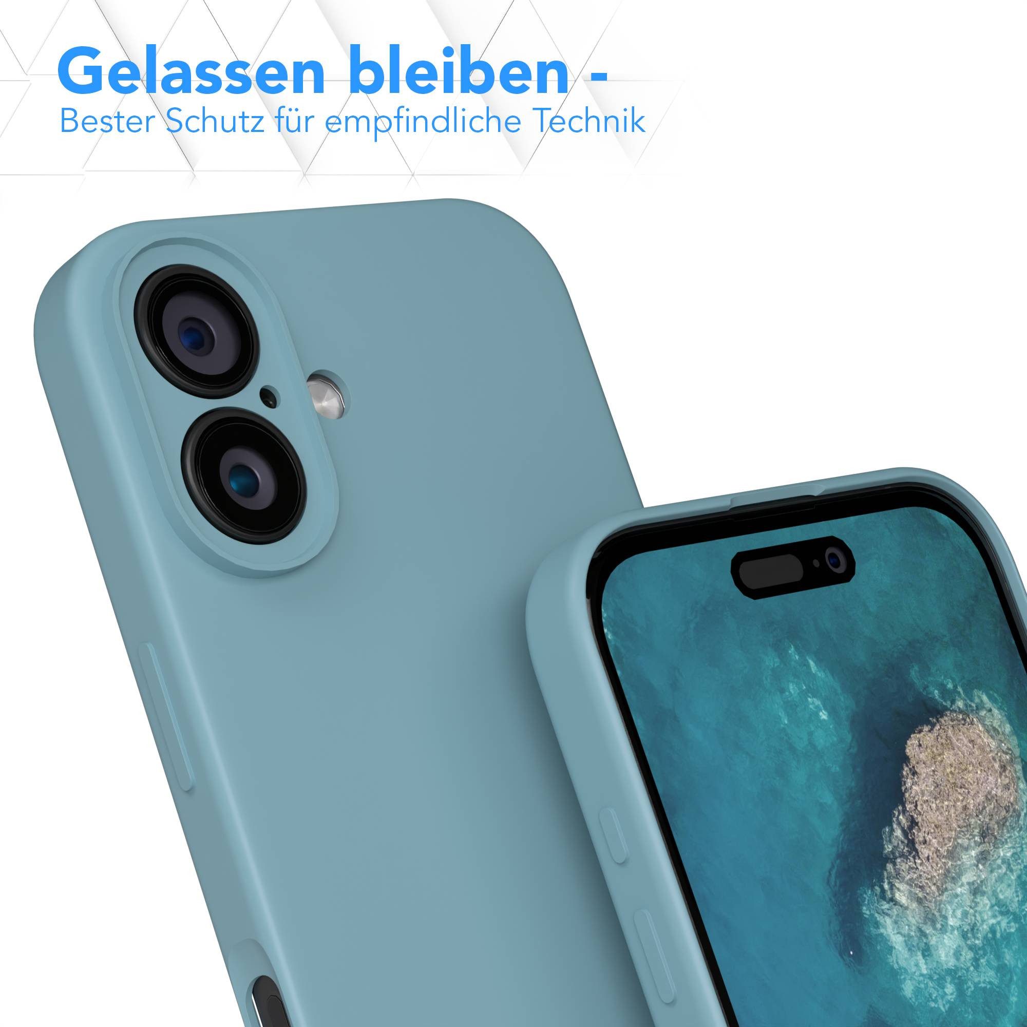 EAZY CASE Handyhülle für Apple iPhone 16 Hülle Silikon 6,1 Zoll, TPU Silikon Bumper Case stoßfest Slimcover Schutzhülle Etui Blaugrün – Bild 4 von 5