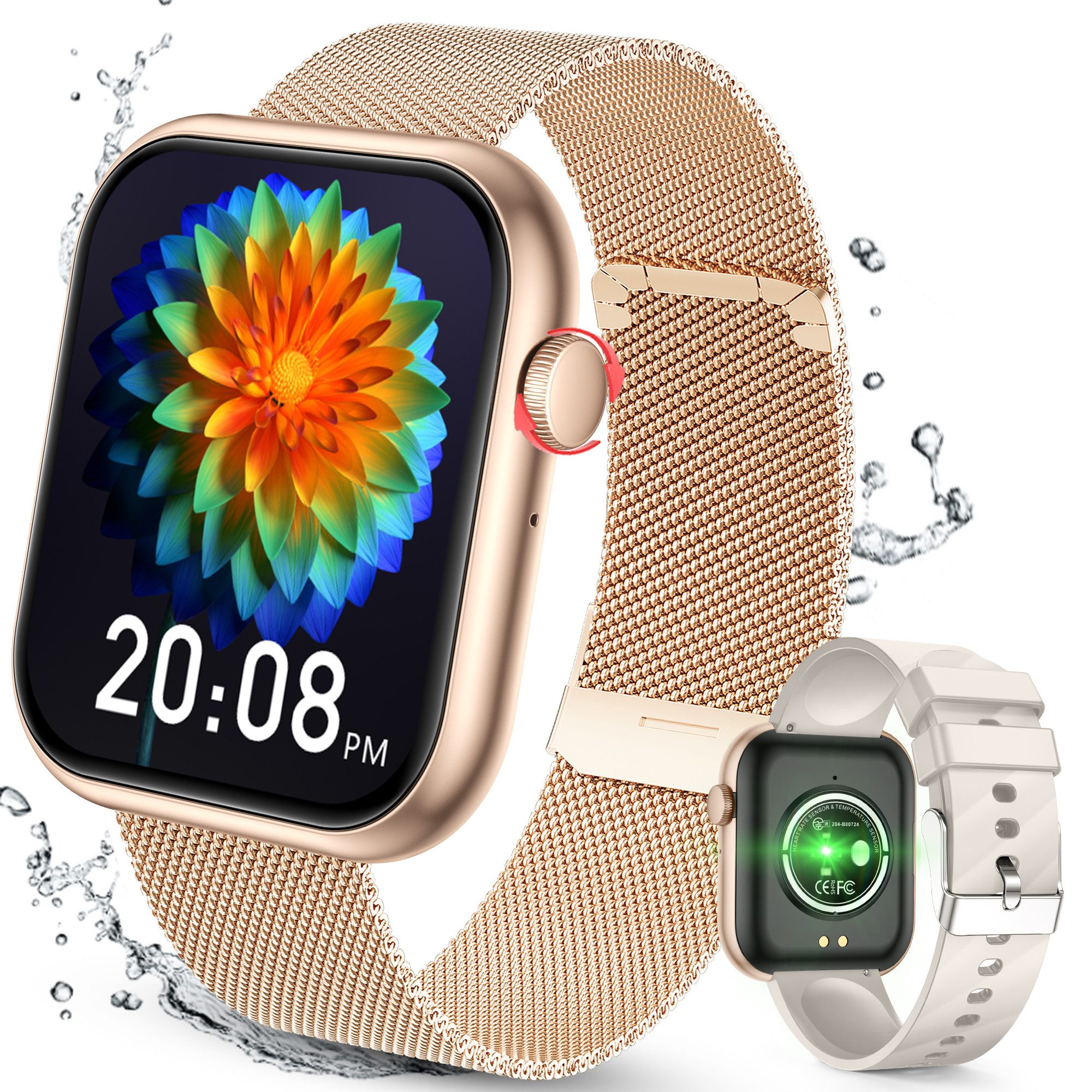 Smartwatch,Fitness Tracker uhr für Damen Herren mit Telefonfunktion Watch