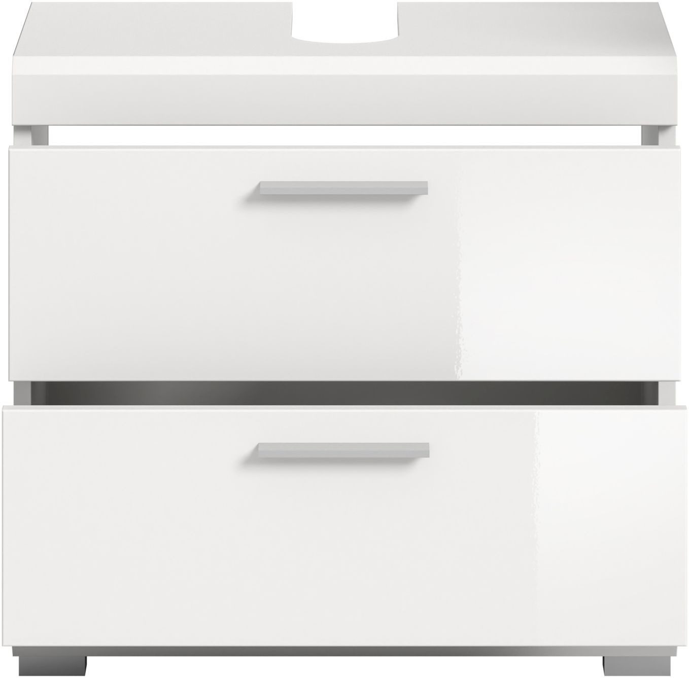 xonox.home Waschbeckenunterschrank Weiß Hochglanz Siphonausschnitt Melamin Modern 60x56x37 cm