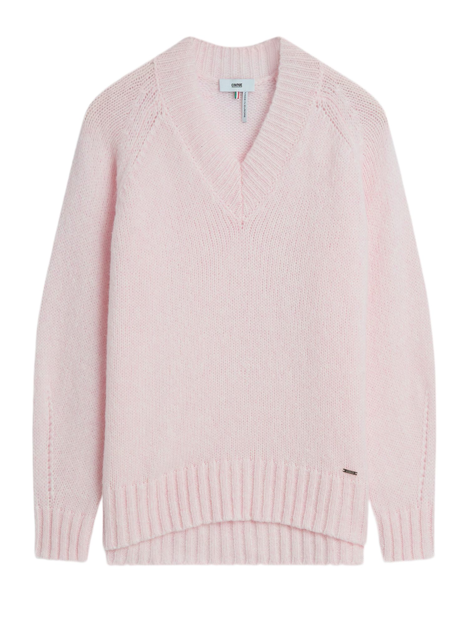 Cinque Strickpullover rosa,Casual,Wolle,Unifarben,V-Ausschnitt,Lang,Regular Fit