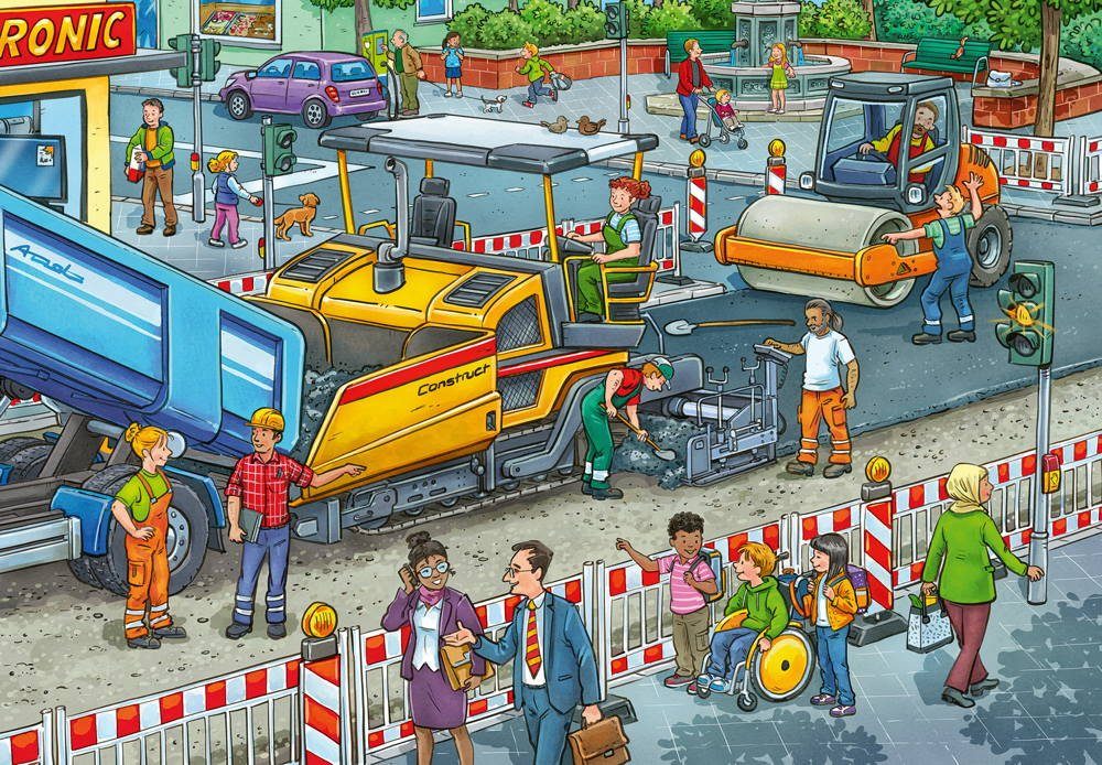 Ravensburger Puzzle 2 x 12 Teile Puzzle Straßenbaustelle 05635, 12 Puzzleteile