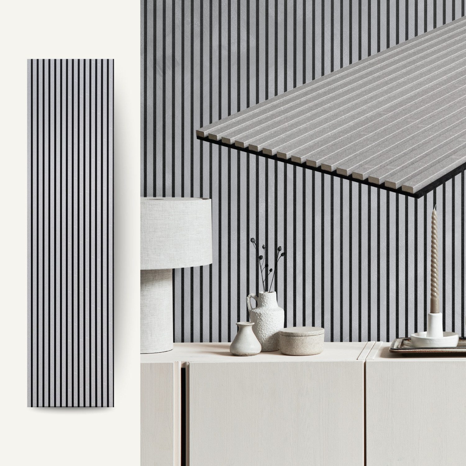 MTP Online-Shop GmbH Wandpaneel, Beton - 240x60cm, Schallabsorption & modernes Design, BxL: 60x240 cm, 1,44 qm