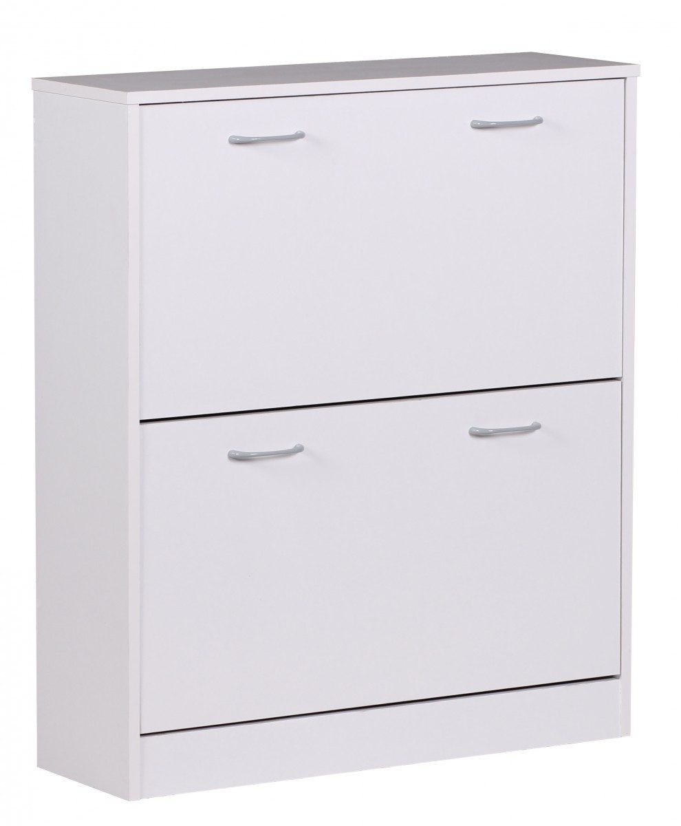 KADIMA DESIGN Schuhschrank Schuhkipper KIEL Weiß matt 2 Fächer 75 x 87 x 24 cm (Schuhkommode modern mit Ablage) Design Holz-Schuhschrank zum klappen