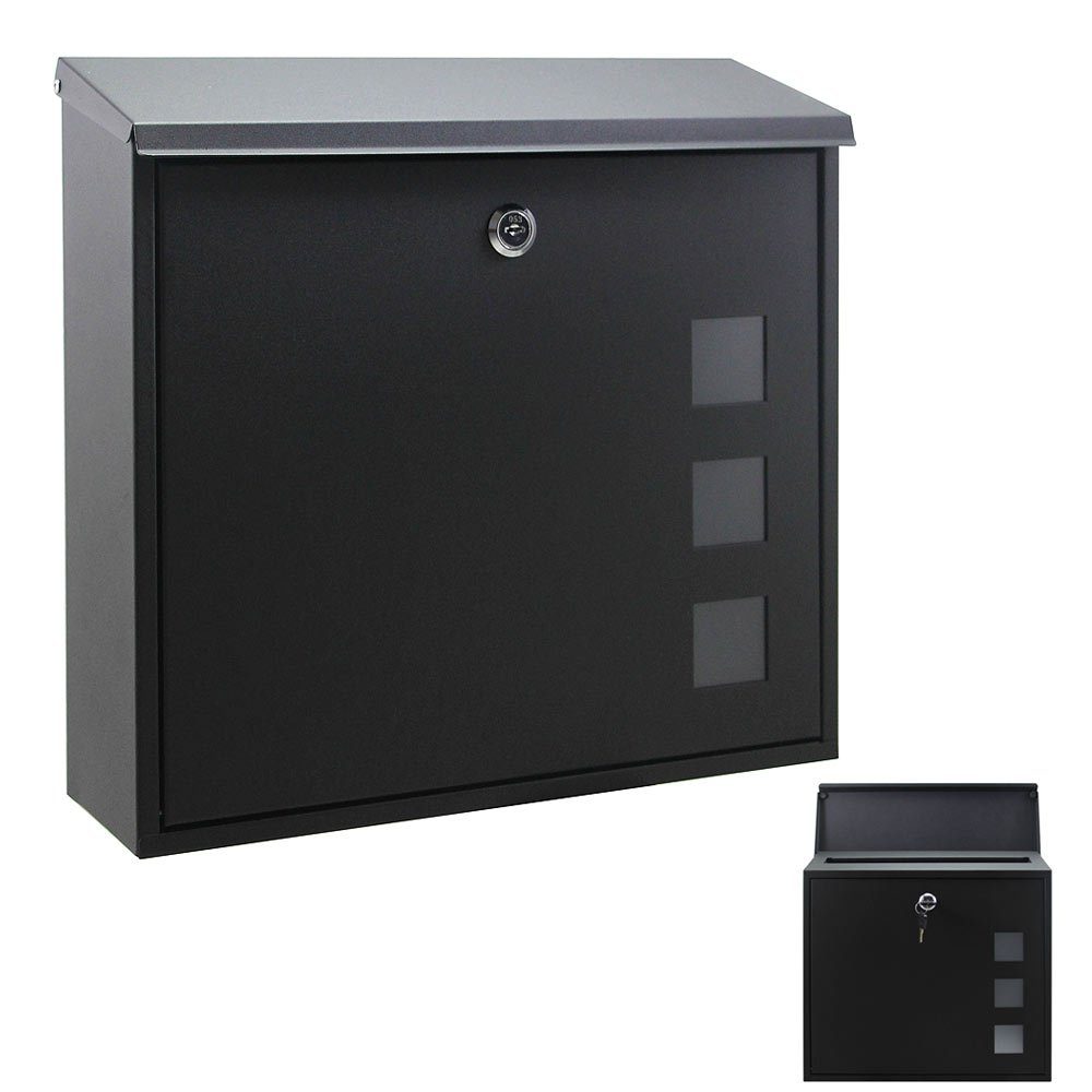 V2Aox Wandbriefkasten Briefkasten Postkasten Wandbriefkasten Wandmontage Schwarz Stahl V2Aox | Briefkästen