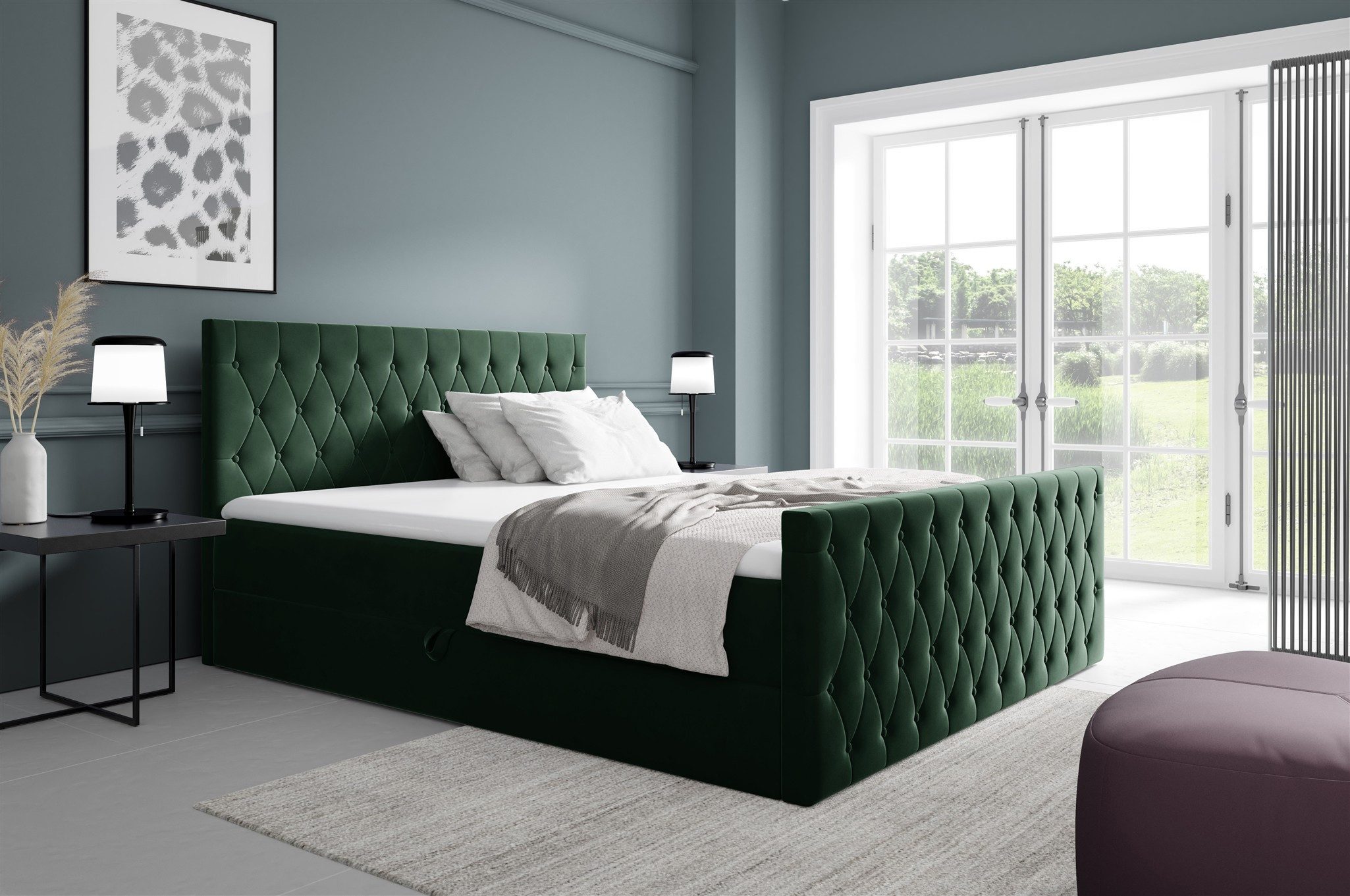 Fun Möbel Boxbett Schlafzimmerbett ASHER Standard Stoff Fresh (inkl. Kaltschaumtopper, mit Bonellfederkernmatratze), inkl. Bettkasten