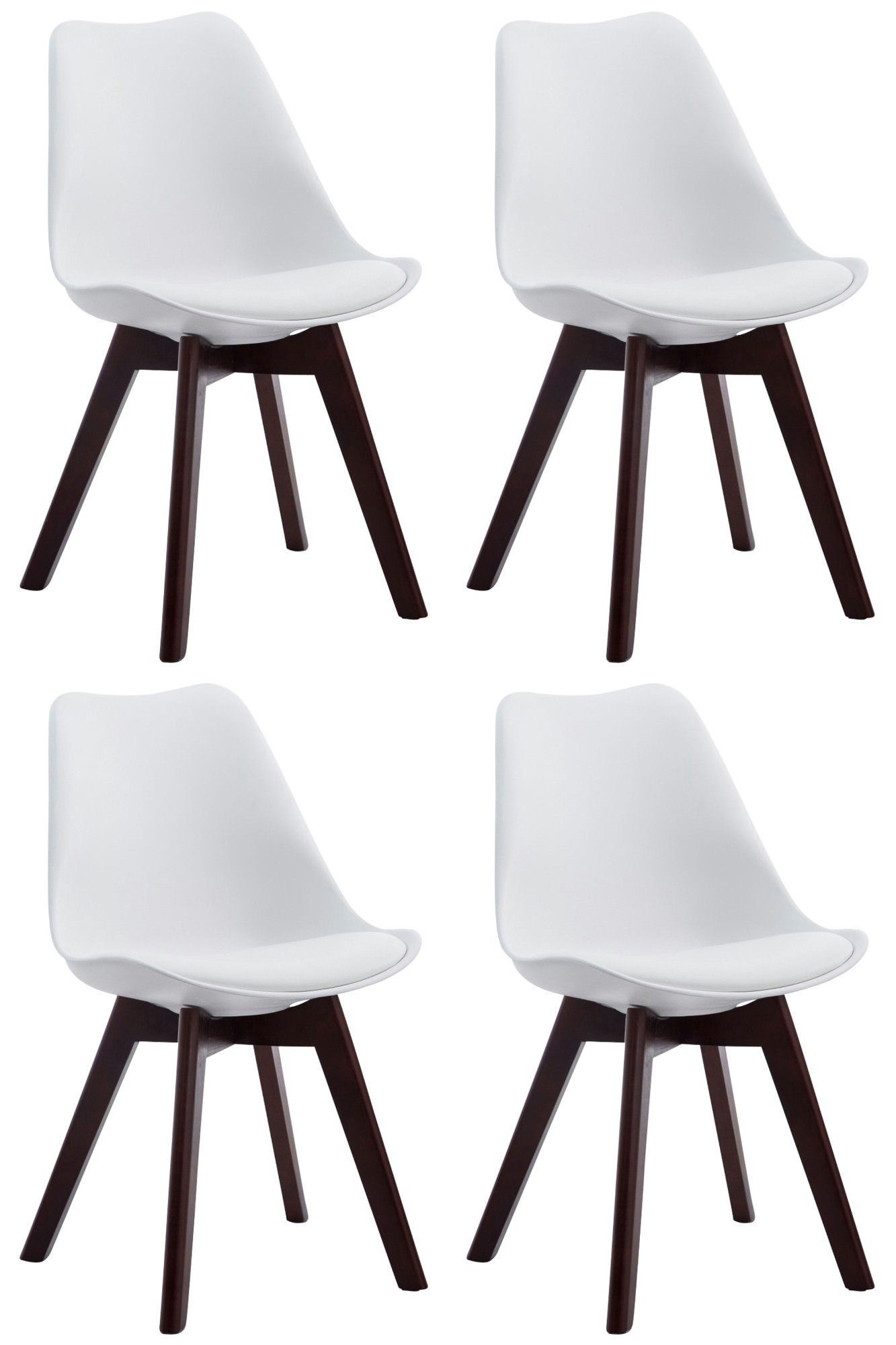 CLP Küchenstuhl Borneo V2 Kunstleder (4er Set), Kunststoffsitzschale weiß