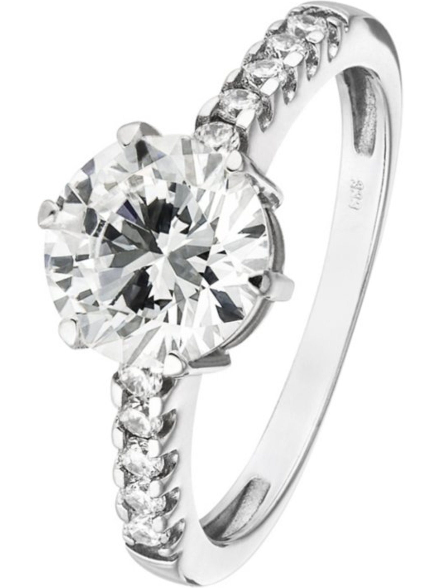 FAVS Fingerring FAVS Damen-Damenring 375er Weißgold 10 Zirkonia, Zirkonia, synthetisch