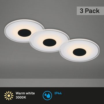 Briloner Leuchten LED Einbauleuchte 7043-035, LED fest verbaut, Warmweiß, 3er Set, dekorativ, Kunststoff-Metall / schwarz, warmweiß, IP44