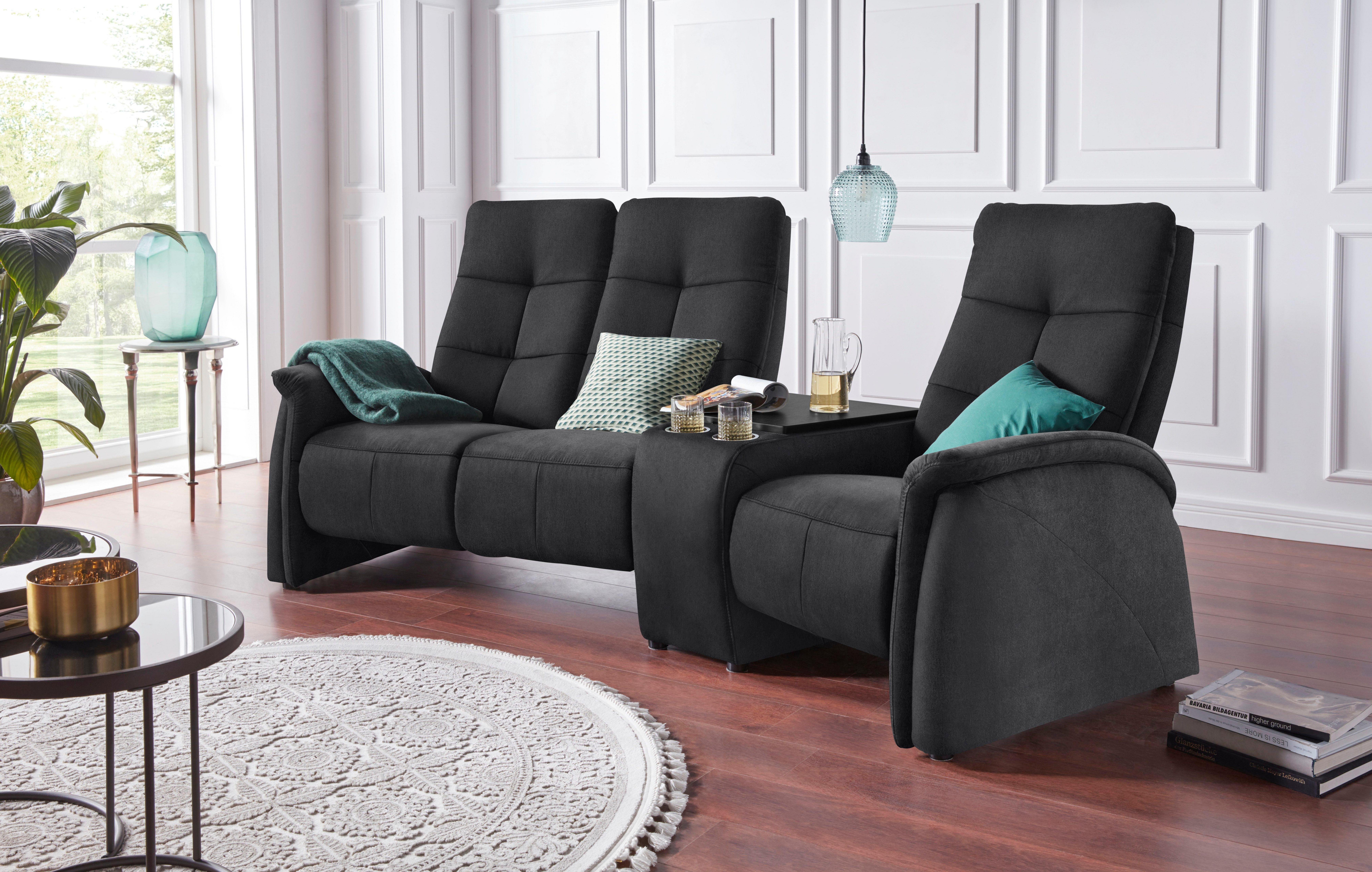 exxpo - sofa fashion 3-Sitzer Tivoli, Kinosofa mit Relaxfunktion, mit Ablagetisch und Stauraum, bequem und komfortabel, hohe Rückenlehne