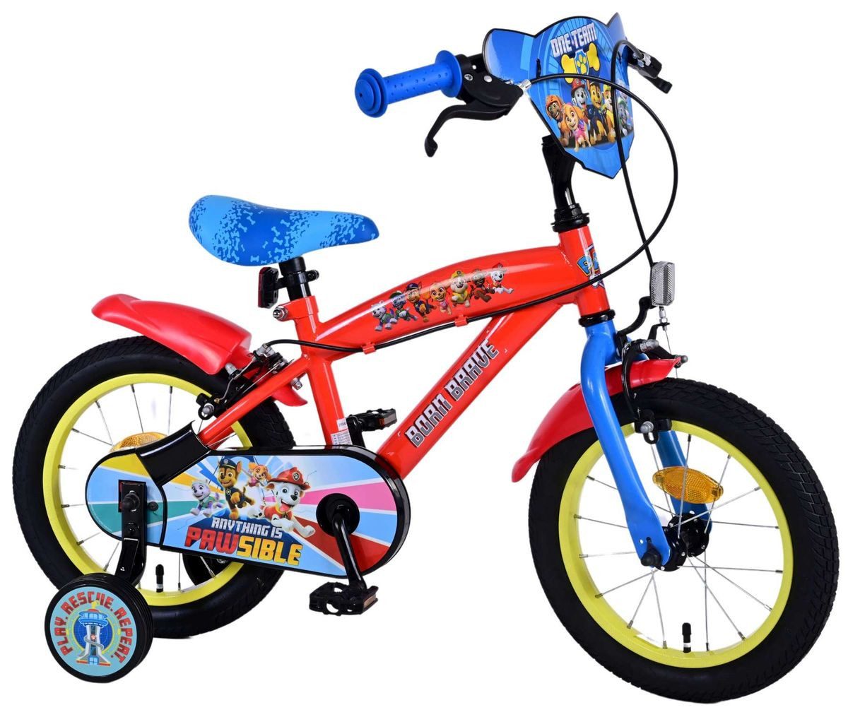Volare Kinderfahrrad 14 Zoll Kinder Jungen Fahrrad Rad Bike Kinderrad Paw Patrol Rot 21510, 1 Gang, Stützräder