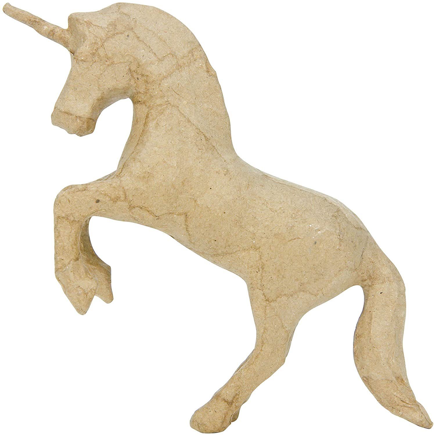 H-Erzmade Dekofigur Décopatch Figur Pappmaché Einhorn AXS - Kartonbrau