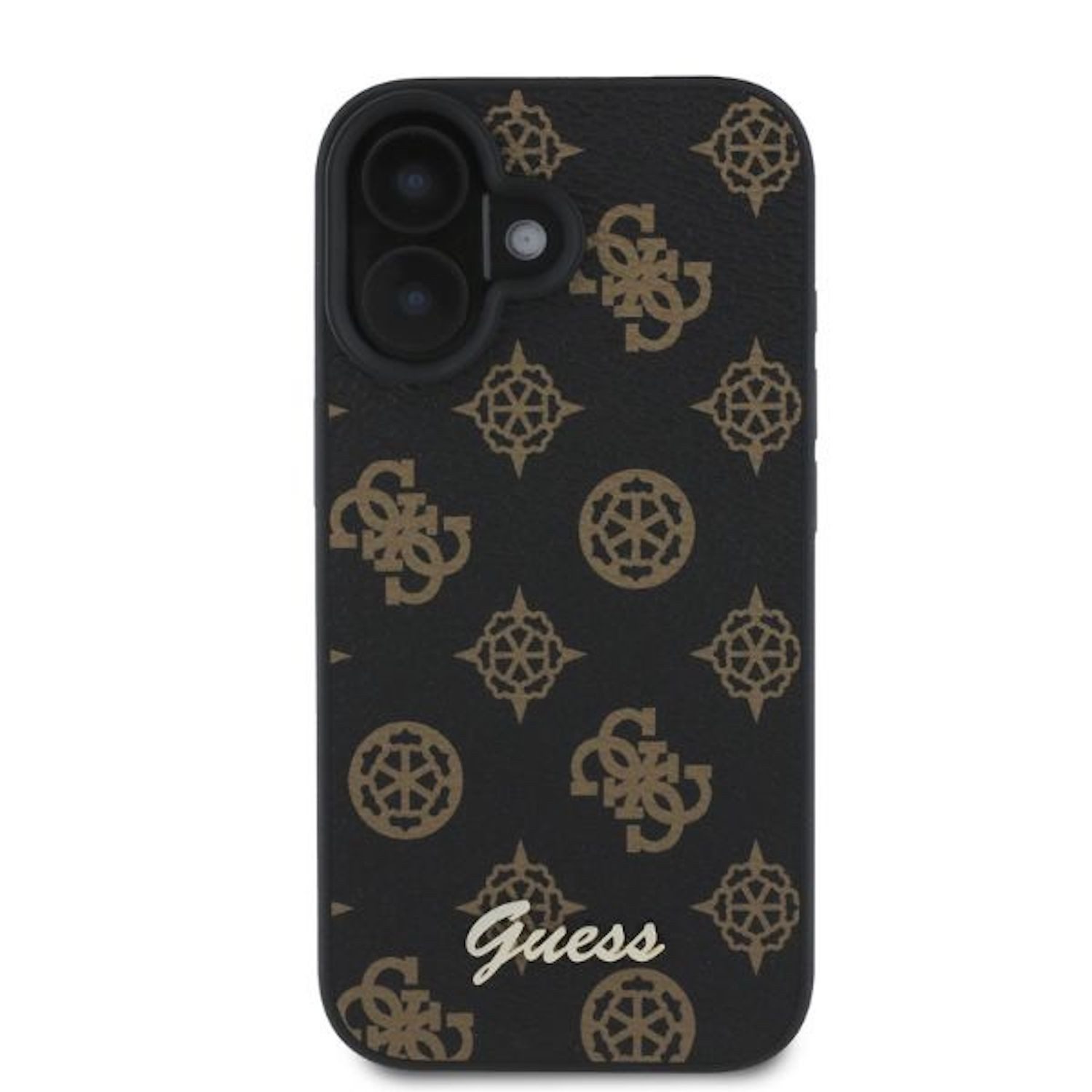 Guess Smartphone-Hülle GUESS Apple iPhone 16 Plus Hardcase Peony Script MagSafe Schwarz