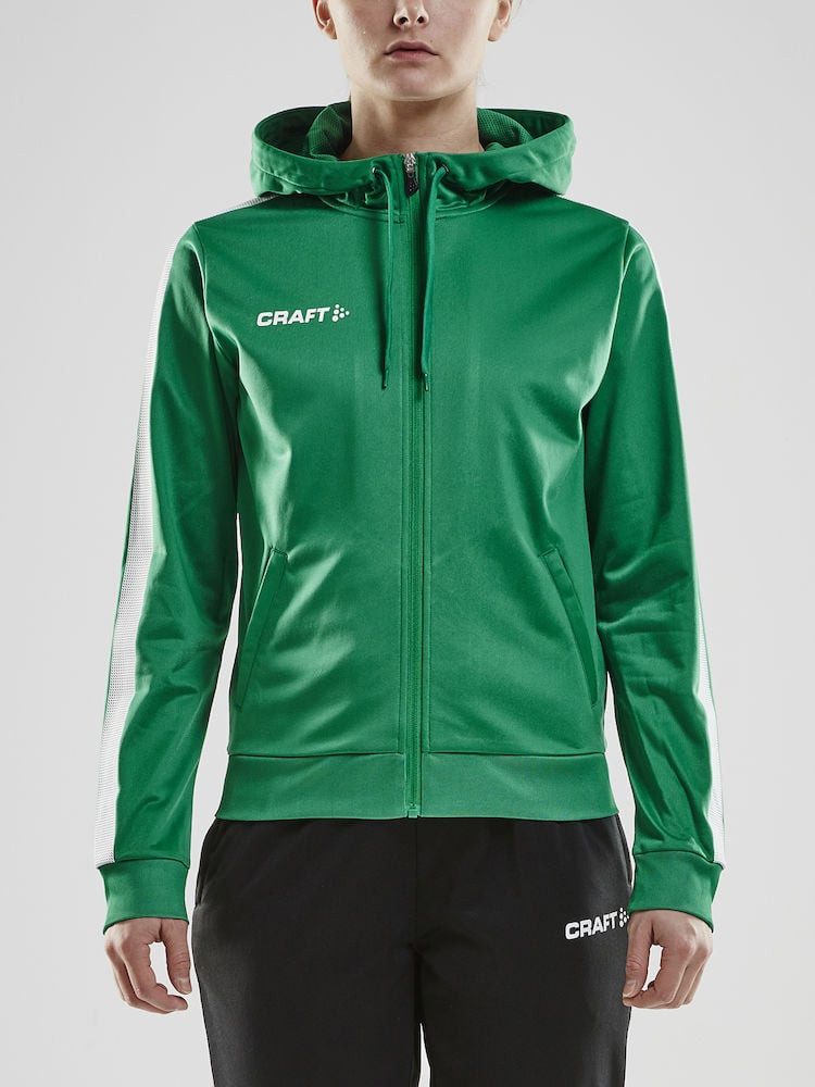 Craft Kapuzenpullover Kapuzenjacke Hoodie Fullzip Pro Control grün/weiss Damen