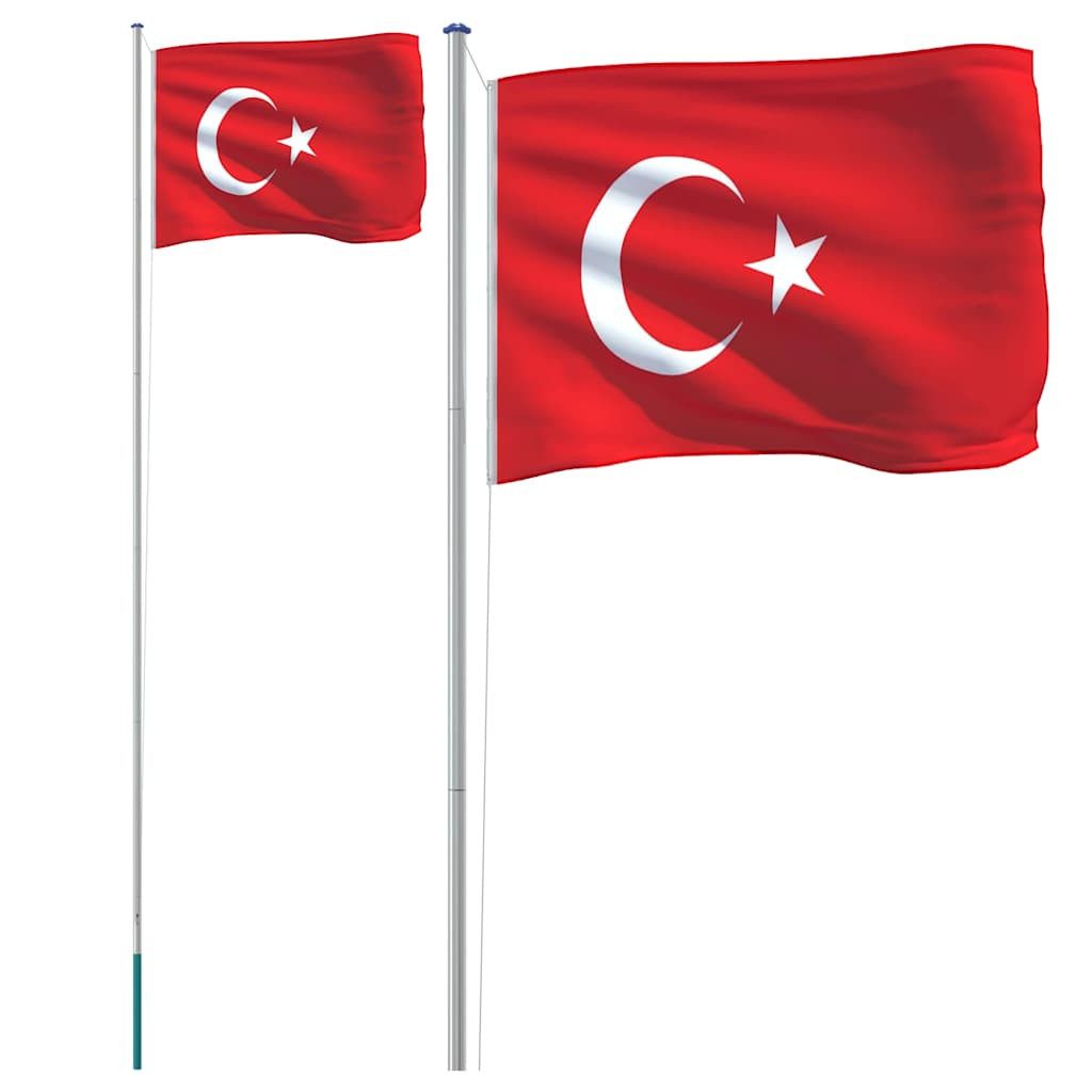 Flagge Flagge der Türkei mit Mast 6,08 m Aluminium