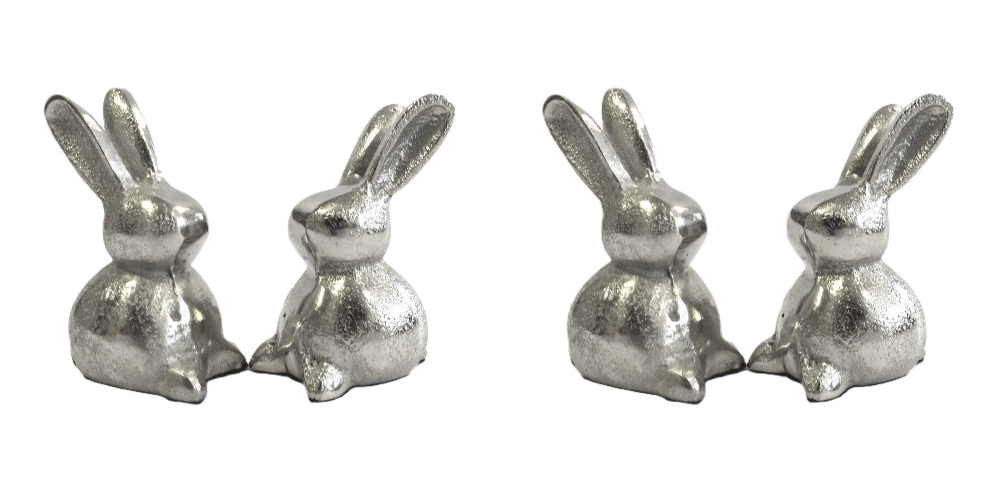 colmore Osterhase Osterhasen Silber Metall Vintage 4er Set Tischdekoration 8 cm (4 St), Retro Stil