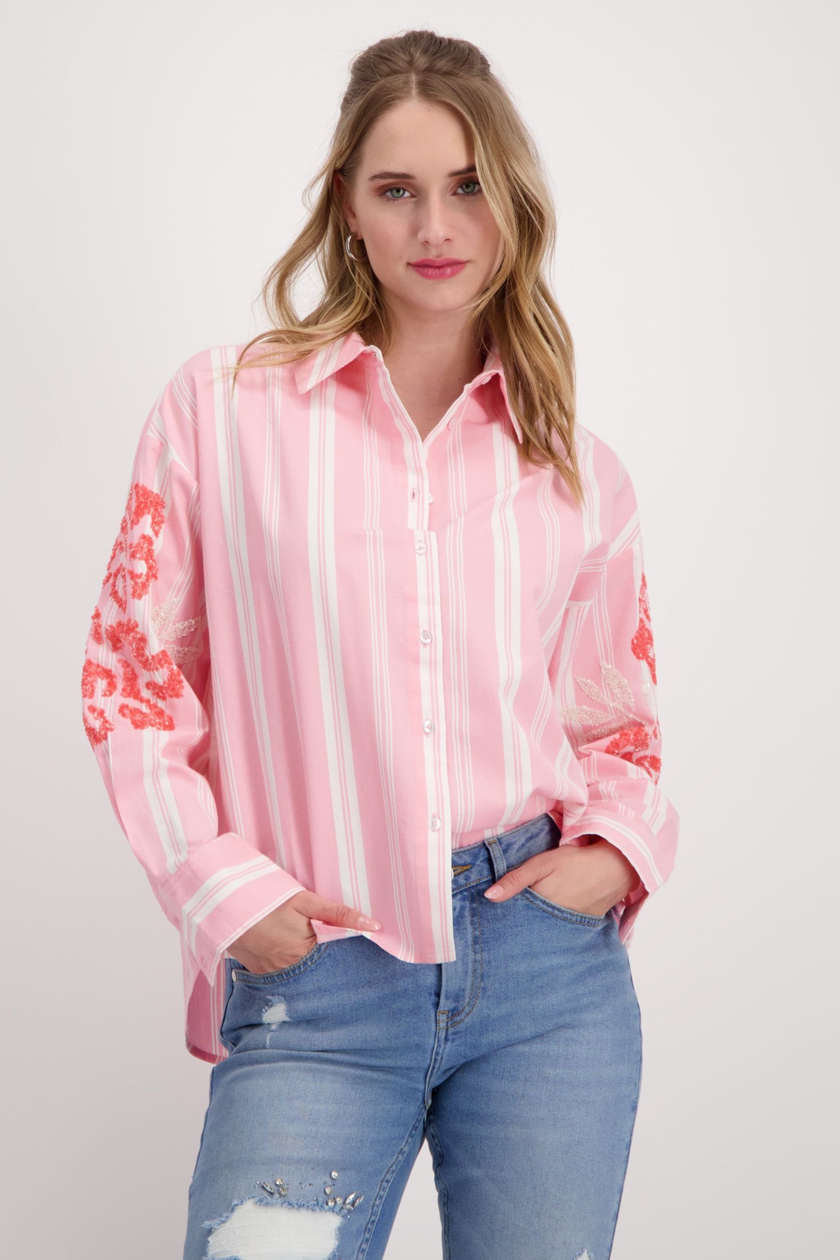 Druckbluse Bluse, pink smoothie gemustert