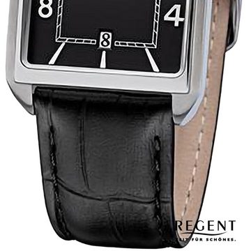 Regent Quarzuhr Regent Herren Armbanduhr Analog, Herren Armbanduhr rund, extra groß (ca. 28,5x41,5mm), Lederarmband