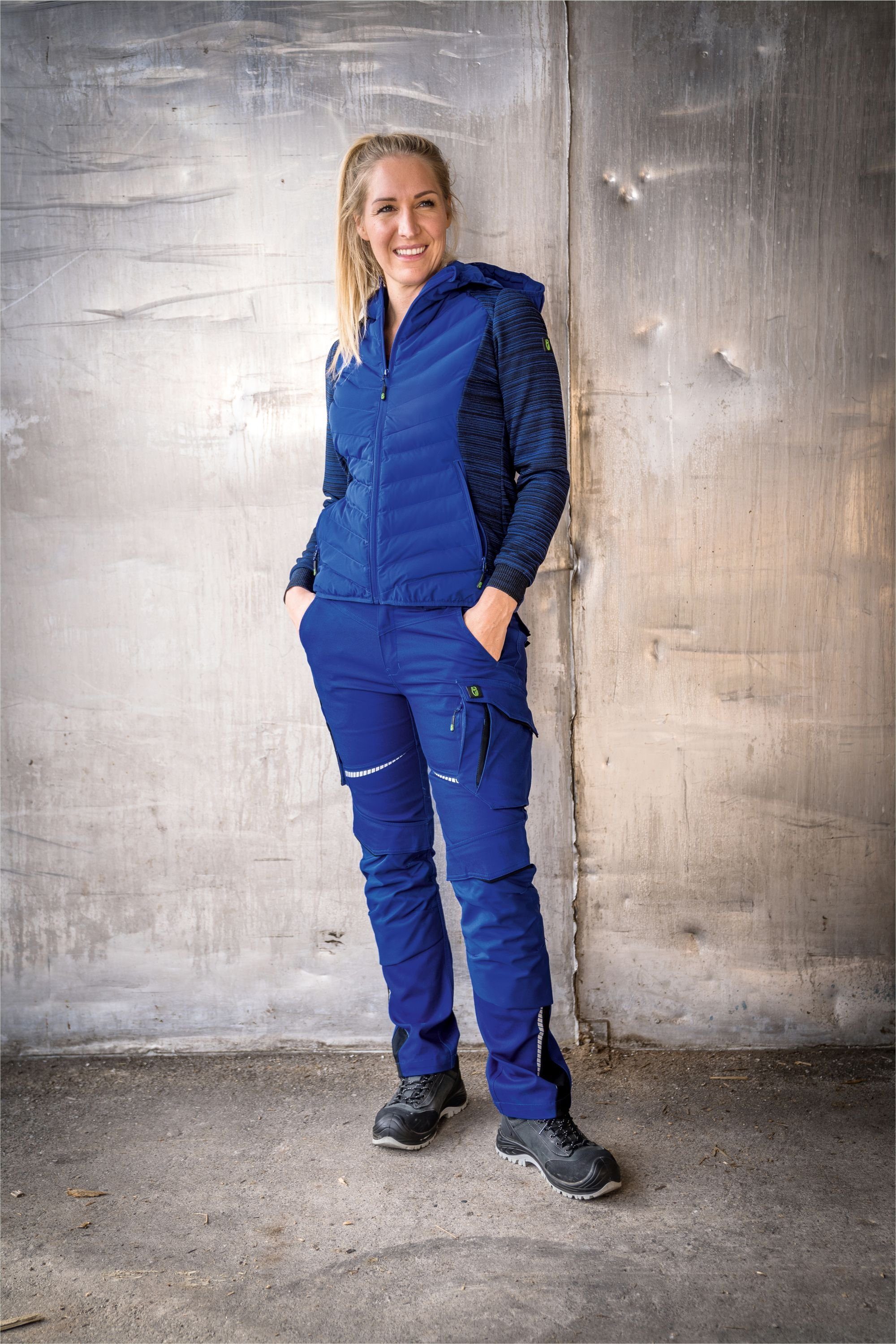 Leibwächter Arbeitshose Damen Flex-line Arbeitshose mit Reflektoren und femininer Passform (Ergonomische Passform mit Reflektoren, Funktionshose für Handwerk, Lager und Montage) Cargohose mit 290 g/m²