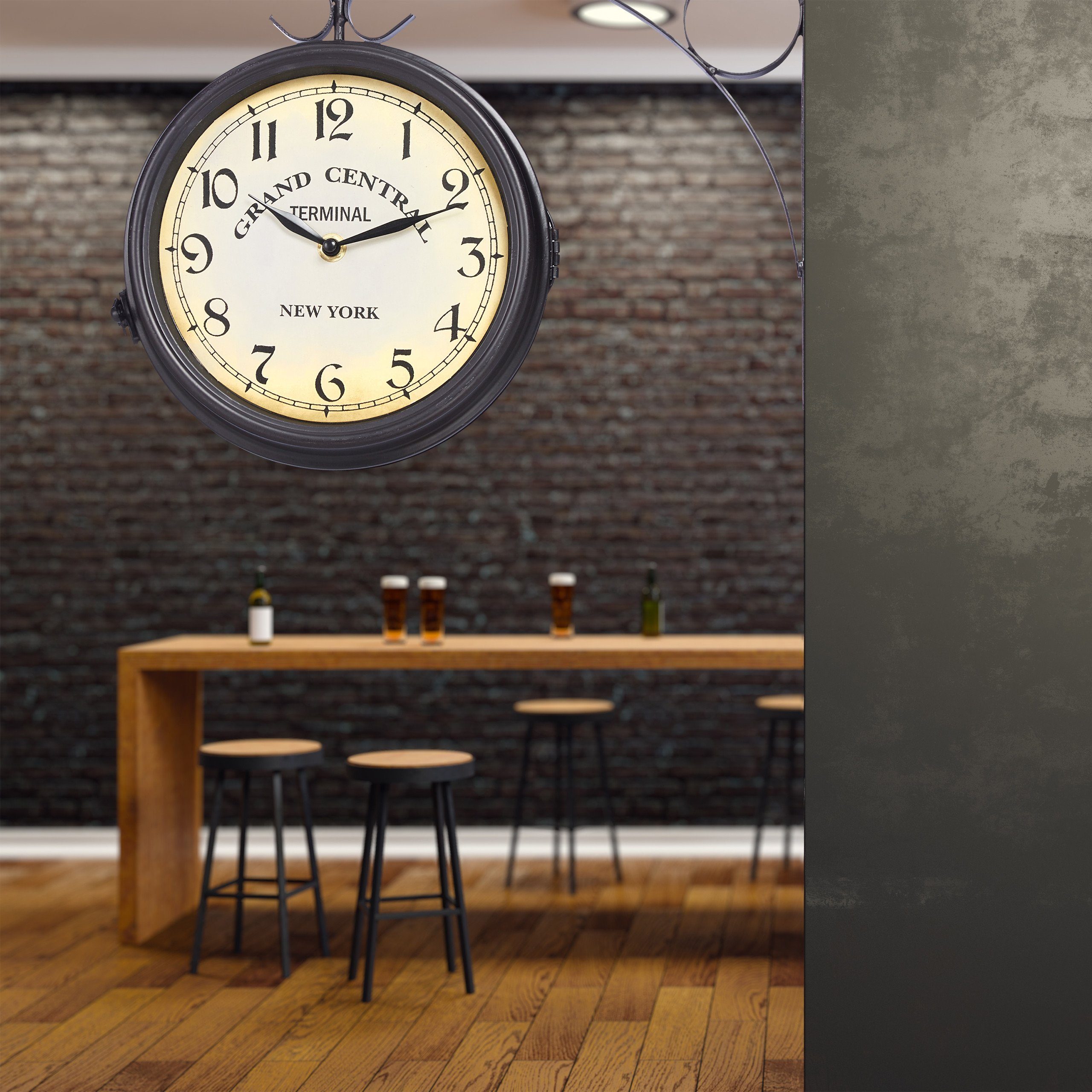 relaxdays Wanduhr Bahnhofsuhr doppelseitig günstig online kaufen