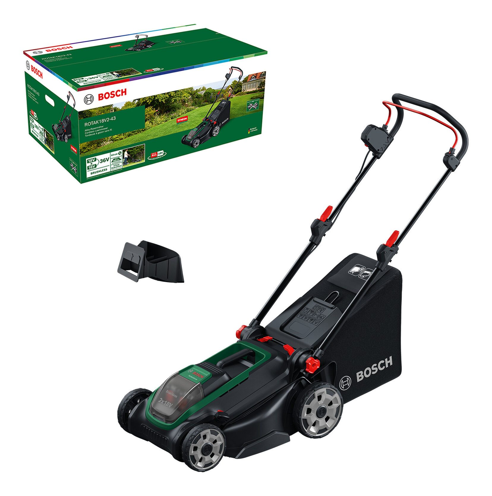 BOSCH Akkurasenmäher Rotak 18V2-43, 43 cm Schnittbreite, Ohne Akku - im Karton