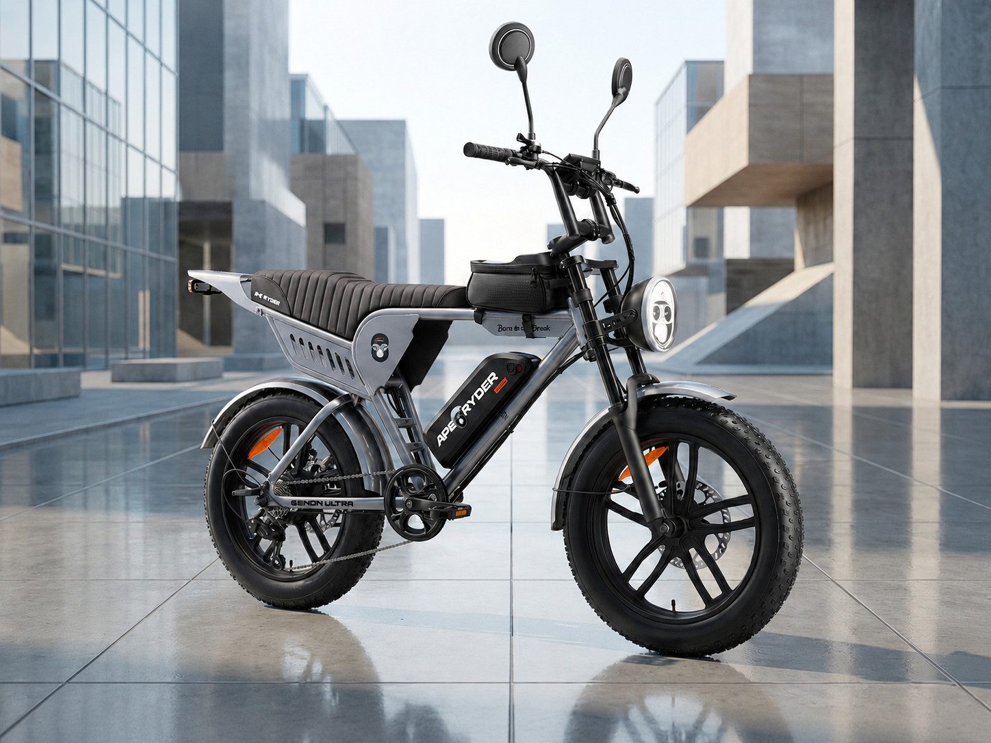 APE RYDER E-Bike Trekkingrad 20*4 Zoll Fatbike, 48V 15Ah Akku, bis 80 km, Shimano 7-Gang, 7 Gang, Heckmotor, 720 Wh, Fahrradbeleuchtung, Ständer, Klingel, Hochleistungsakku
