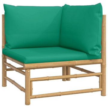 furnicato Garten-Essgruppe 3-tlg. Garten-Lounge-Set mit Grünen Kissen Bambus