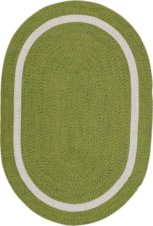 Teppich Benito, Gino Falcone, oval, Höhe: 6 mm, Flachgewebe, Uni-Farben,  mit Bordüre, In- und Outdoor geeignet