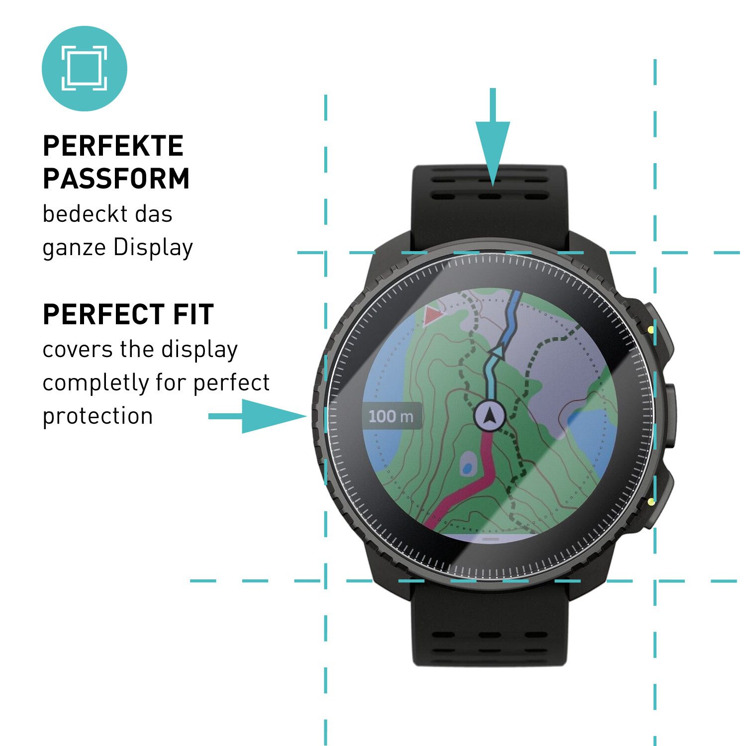 smartect Displayschutzglas Schutzglas Panzerfolie Klar für Suunto Vertical, Set, 3 Stück, Schutzfolie Glasschutz Bildschirm