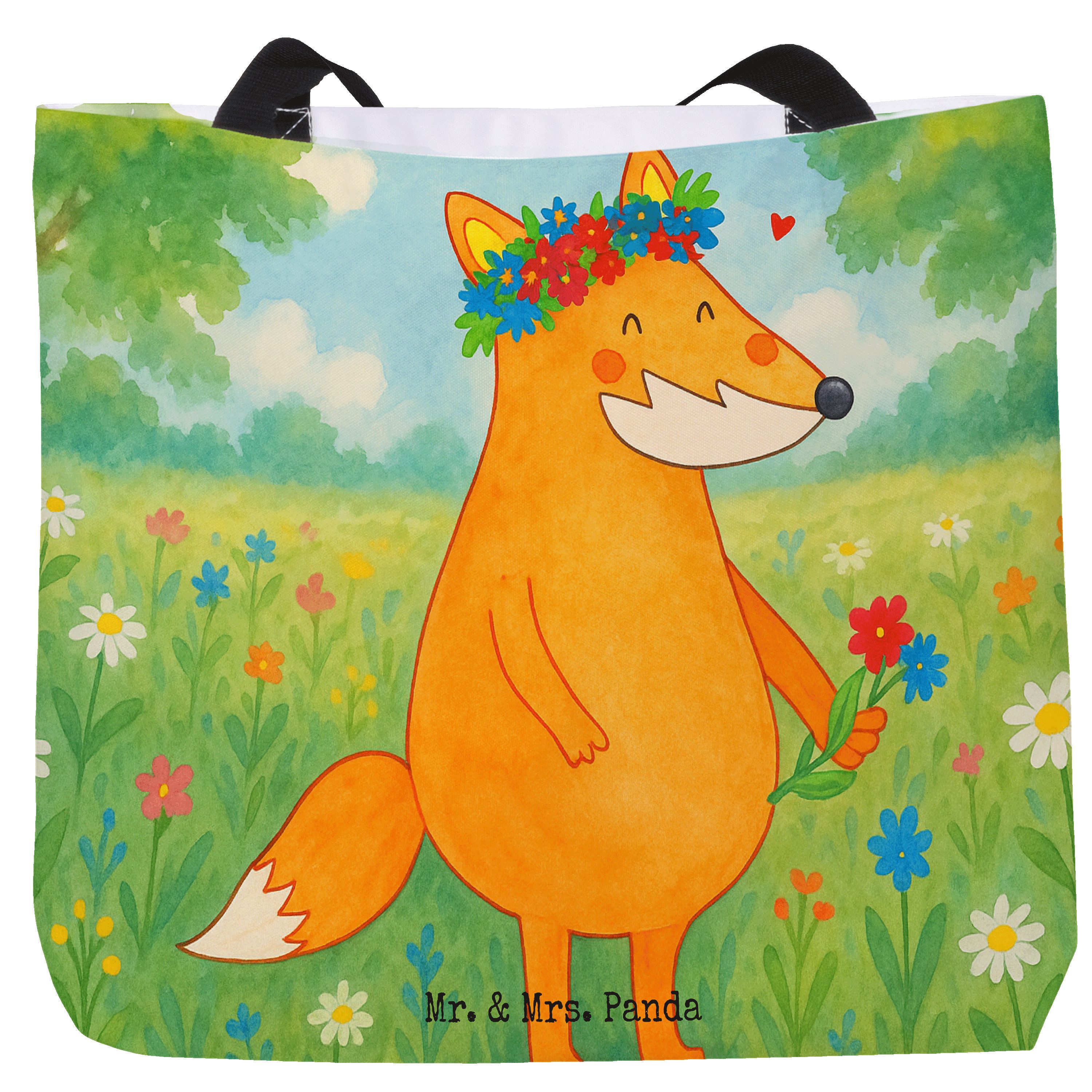 Shopper Fuchs Blumen Design, Tote Bag, Weiß, Strandtasche, Freundin, Tasche