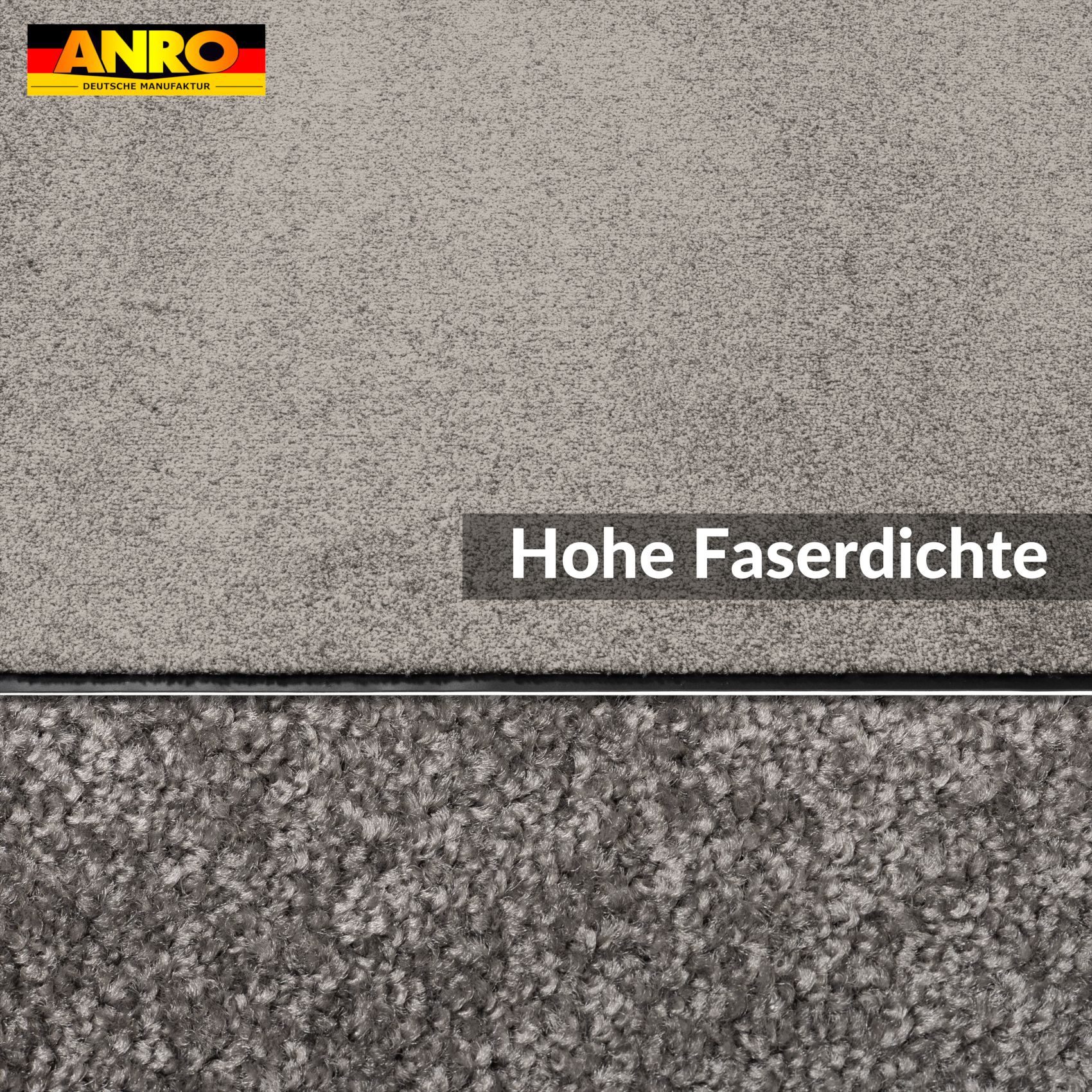 ANRO Fußmatte AMIGO Rutschfeste Türmatte Schmutzfangmatte, Rechteck, Höhe: 6.5 mm, Größe 40x60cm - Grau hohe Feuchtigkeitsaufnahme - mit Gummirand