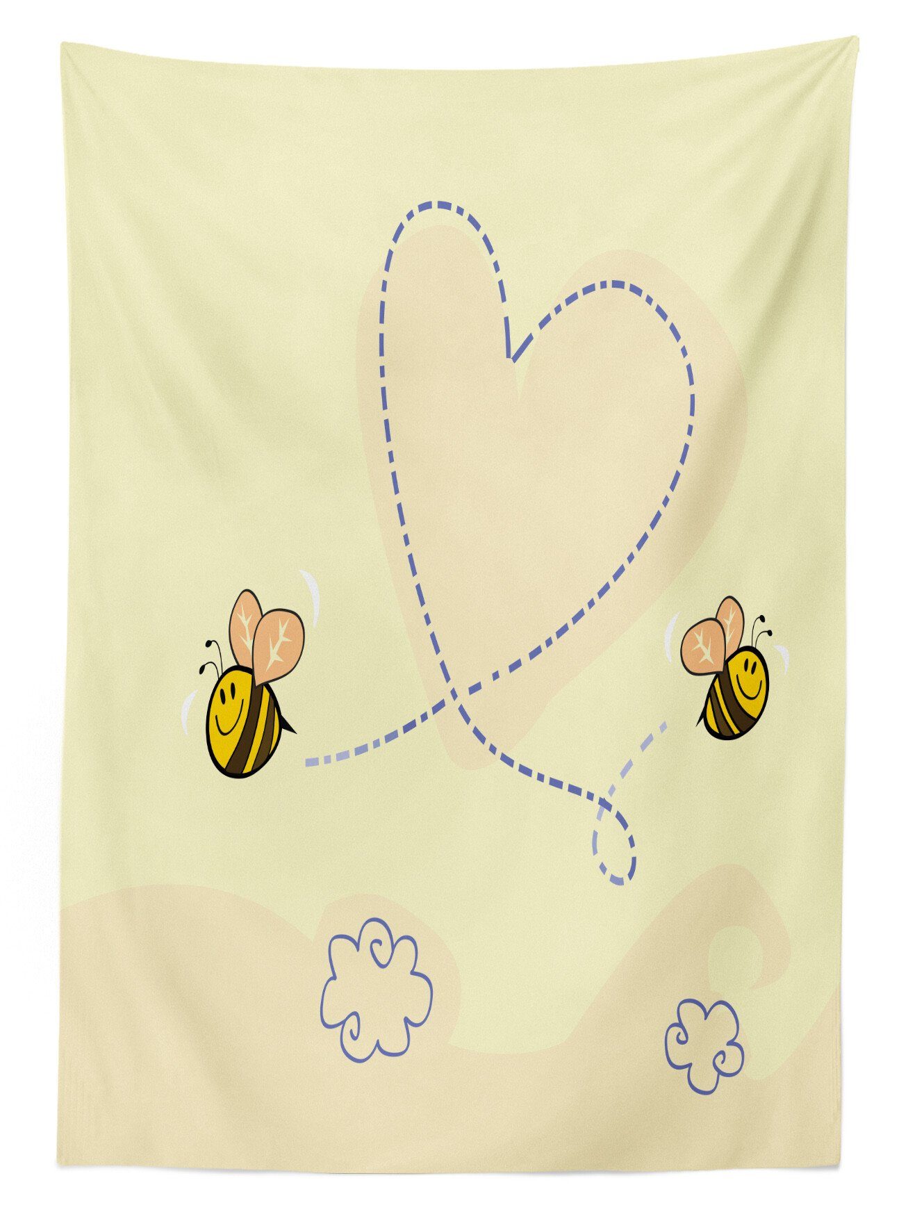 Abakuhaus Tischdecke Farbfest Waschbar geeignet Fliegen Bee den Bereich Honey Buzzing Herzform Außen Klare Für Farben