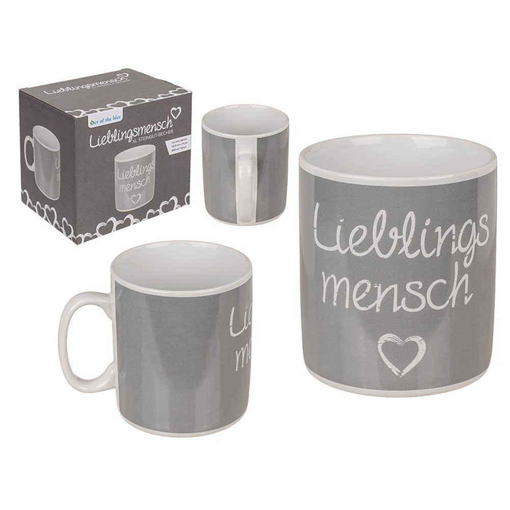 Out of the Blue Tasse XL Becher Tasse »Lieblingsmensch« Steingut im Geschenkkarton 850ml