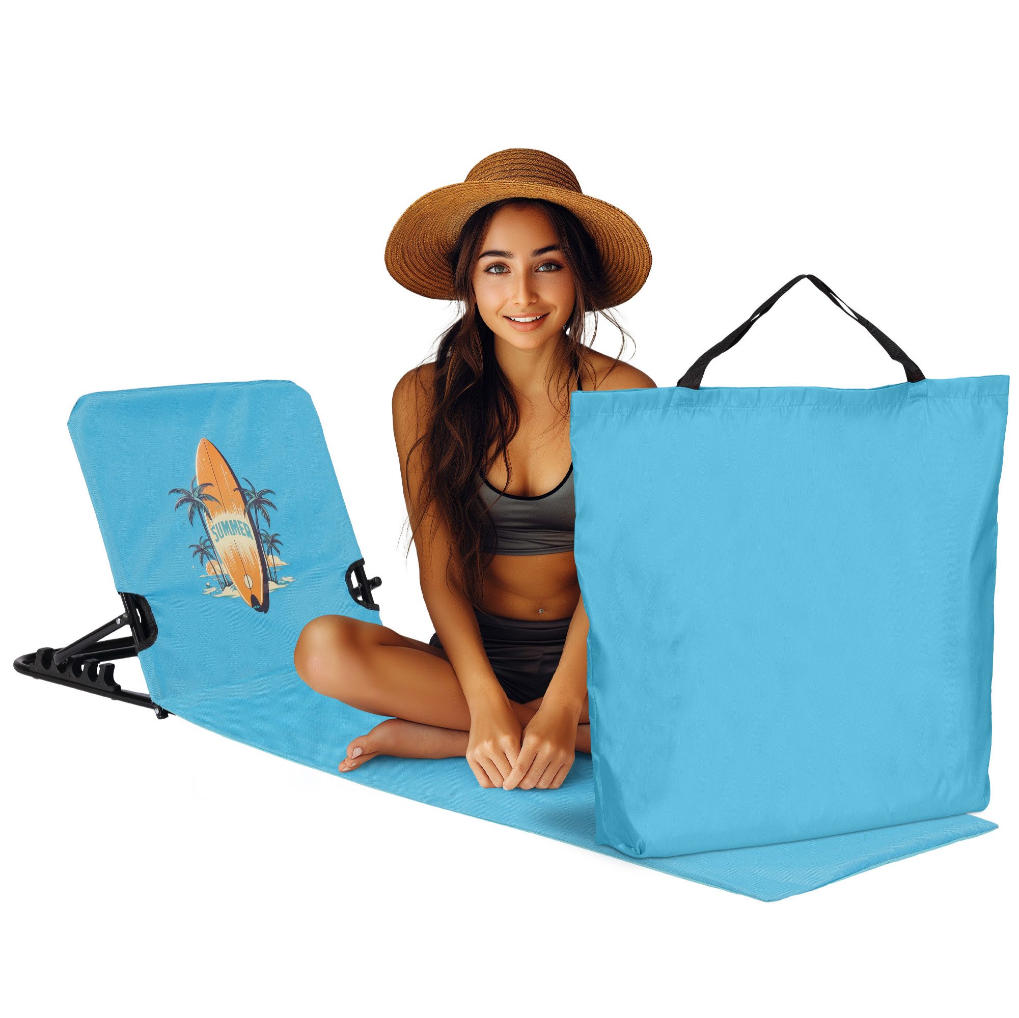 Gartenliege Strandmatte mit Rückenlehne faltbar - 47x145cm Matte mit Lehne