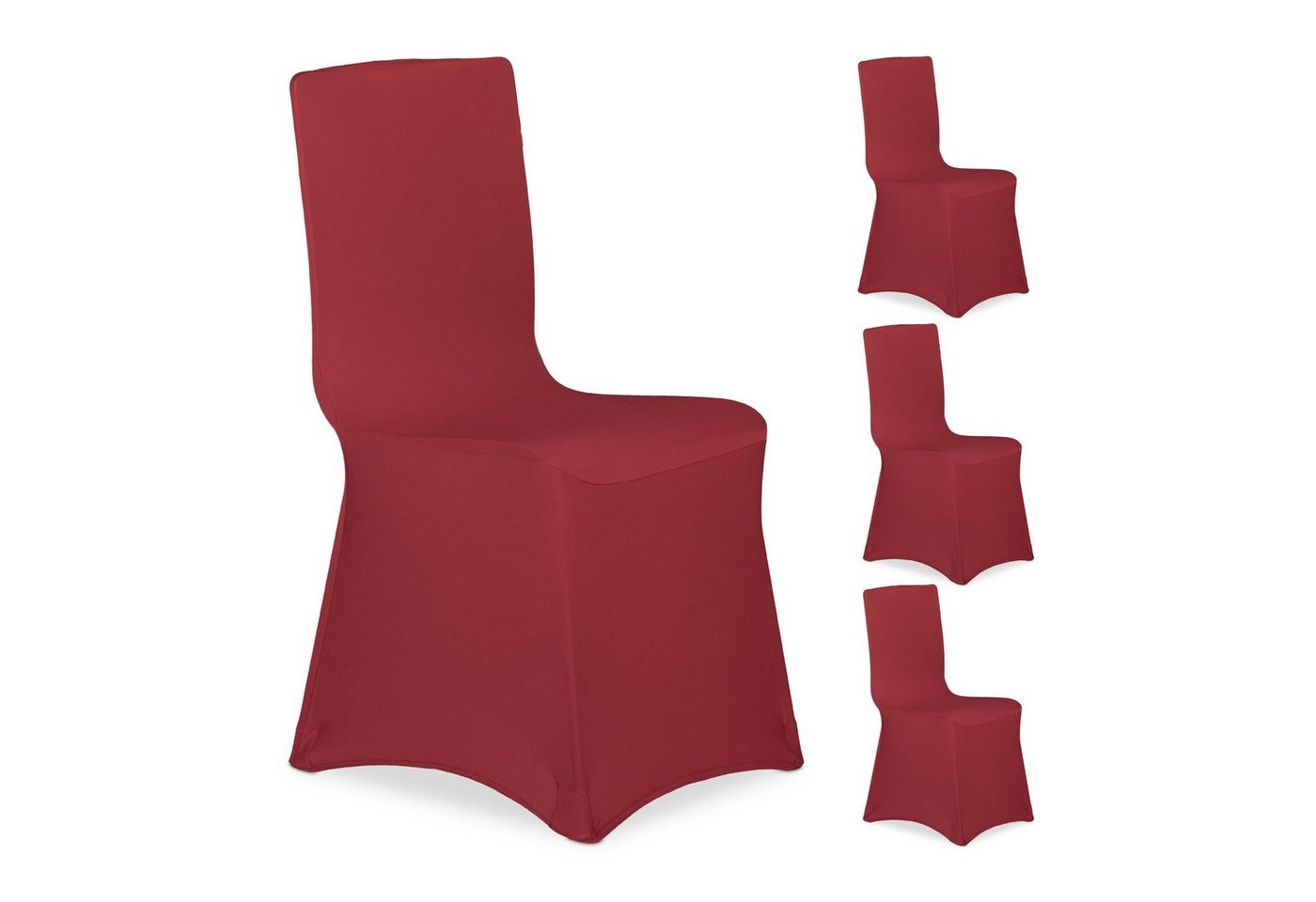 relaxdays Stuhlhusse 4er Set, Dunkelrot