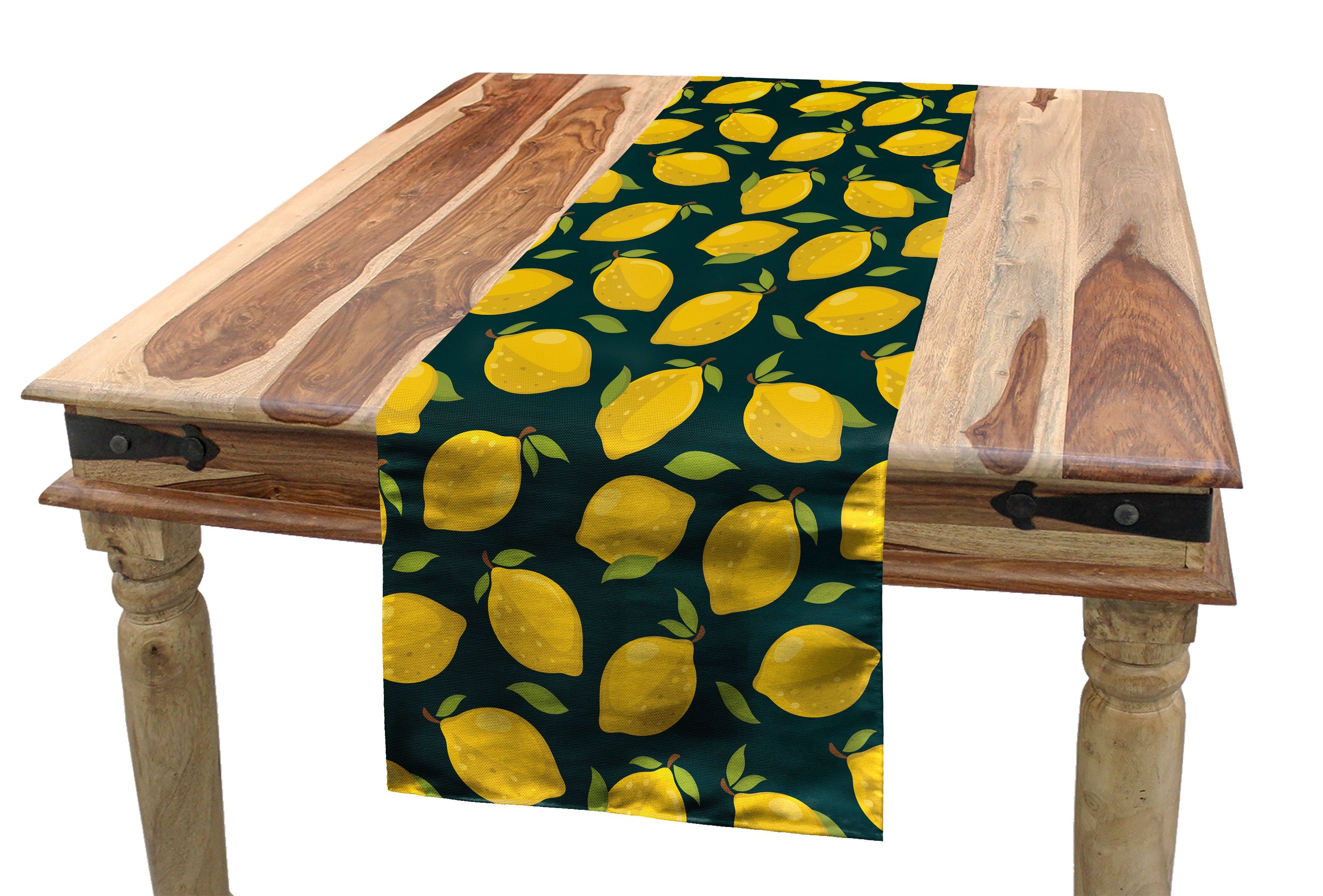 Abakuhaus Tischläufer Esszimmer Küche Rechteckiger Dekorativer Tischläufer, Zitronen Citrus Cartoon mit Blättern