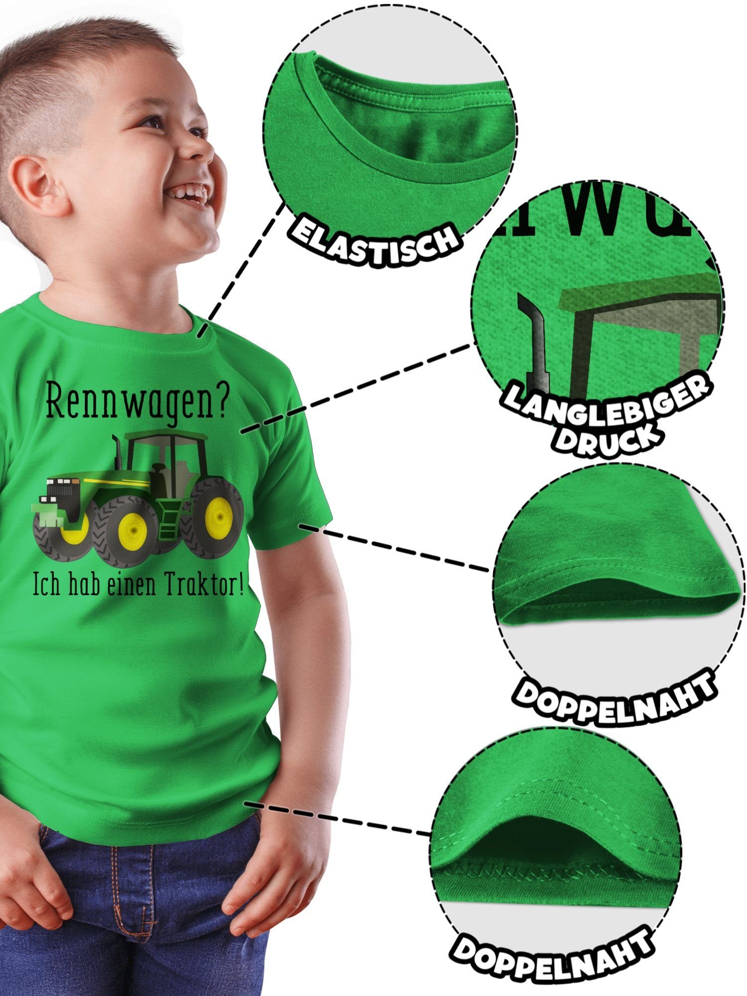 Shirtracer T-Shirt Landwirt Geschenk Traktor 01 Ich Bauer Trecker habe Traktor - Rennwagen Ges Grün einen