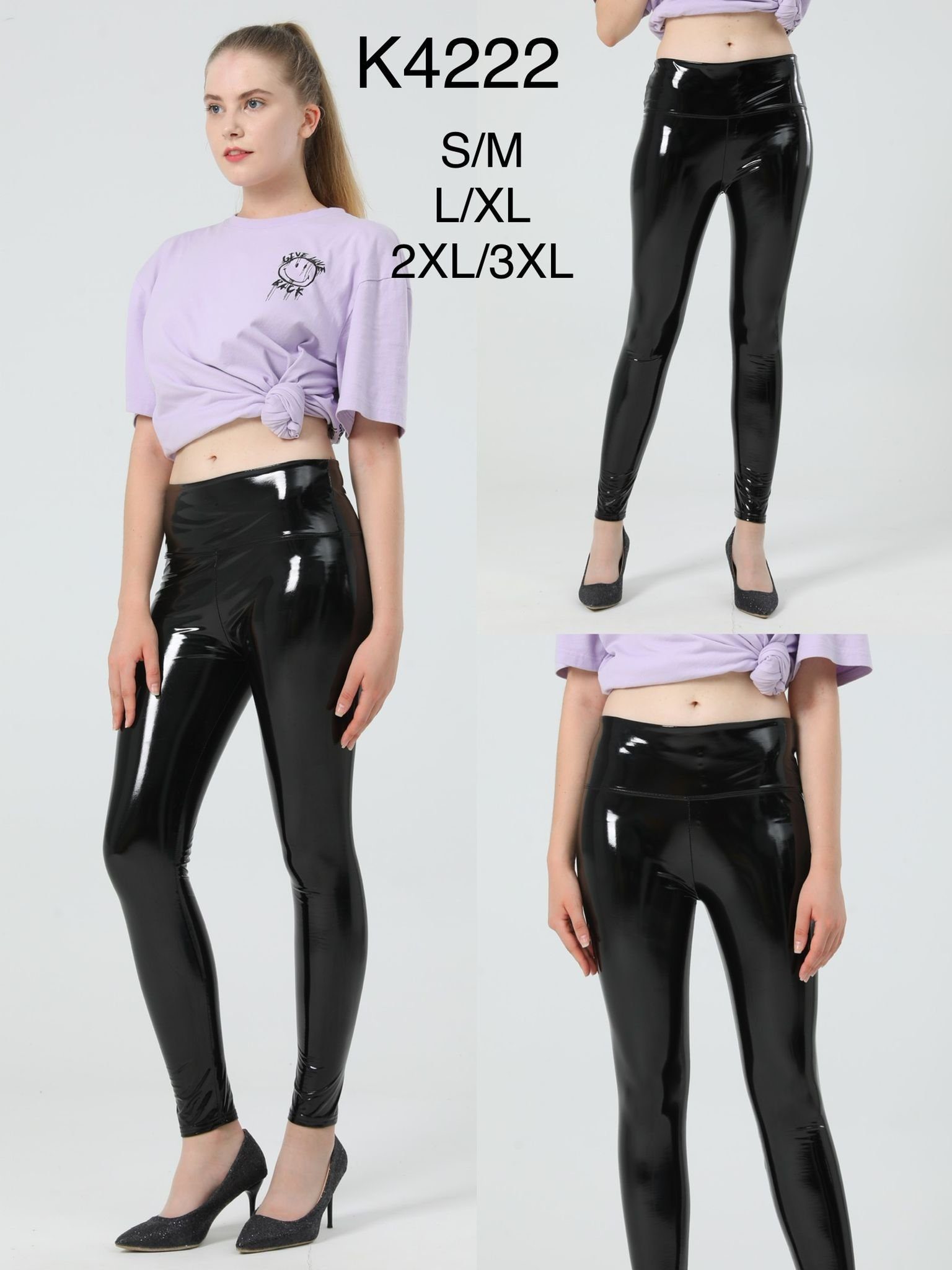 cofi1453 Leggings Damen Lederhose Leder Leggings Lederimität Jeggings