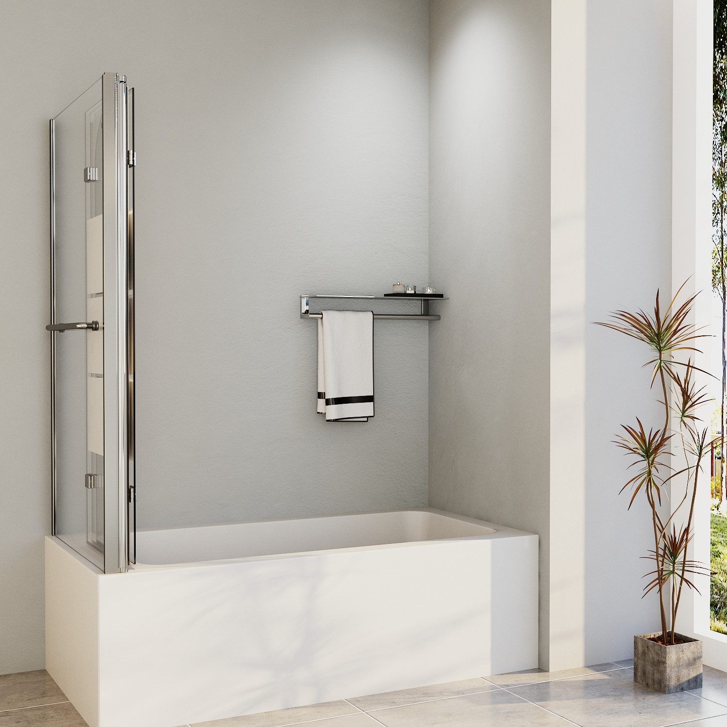 Thumbnail - Hopibath Duschwand für Badewanne 3 teilig mit 70cm 75cm Seitenwand, 6mm Einscheiben-Sicherheitsglas, (Badewannenaufsatz-...