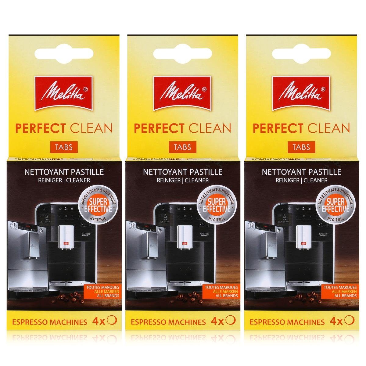Clean (3er 4x1,8g Reinigungstabletten Machines Melitta Espresso ReinigungsTabs Perfect Pac Melitta