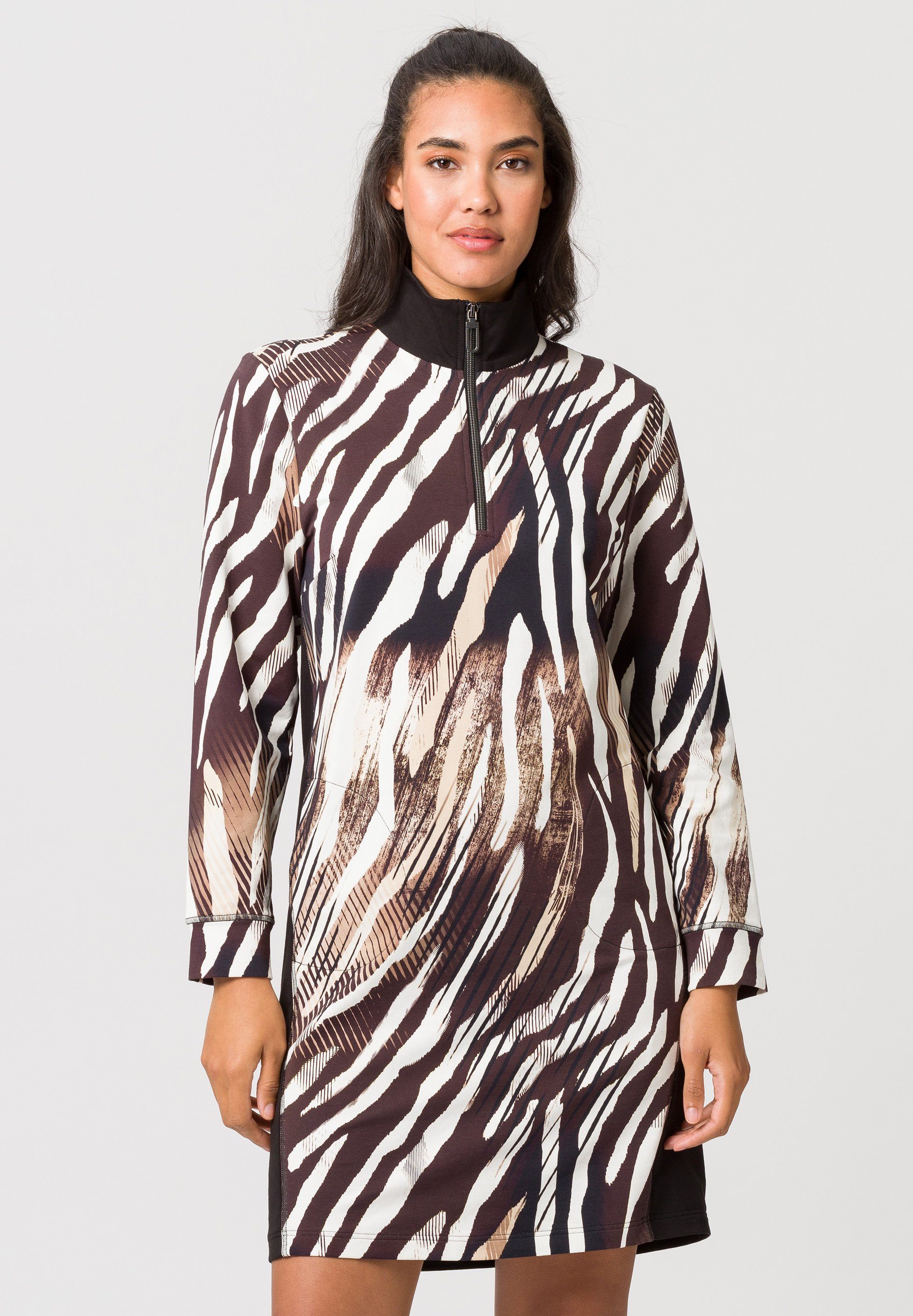 COZY LIGHTS, Jerseykleid Animal-Muster Metallic-Details mit TUZZI Kleid