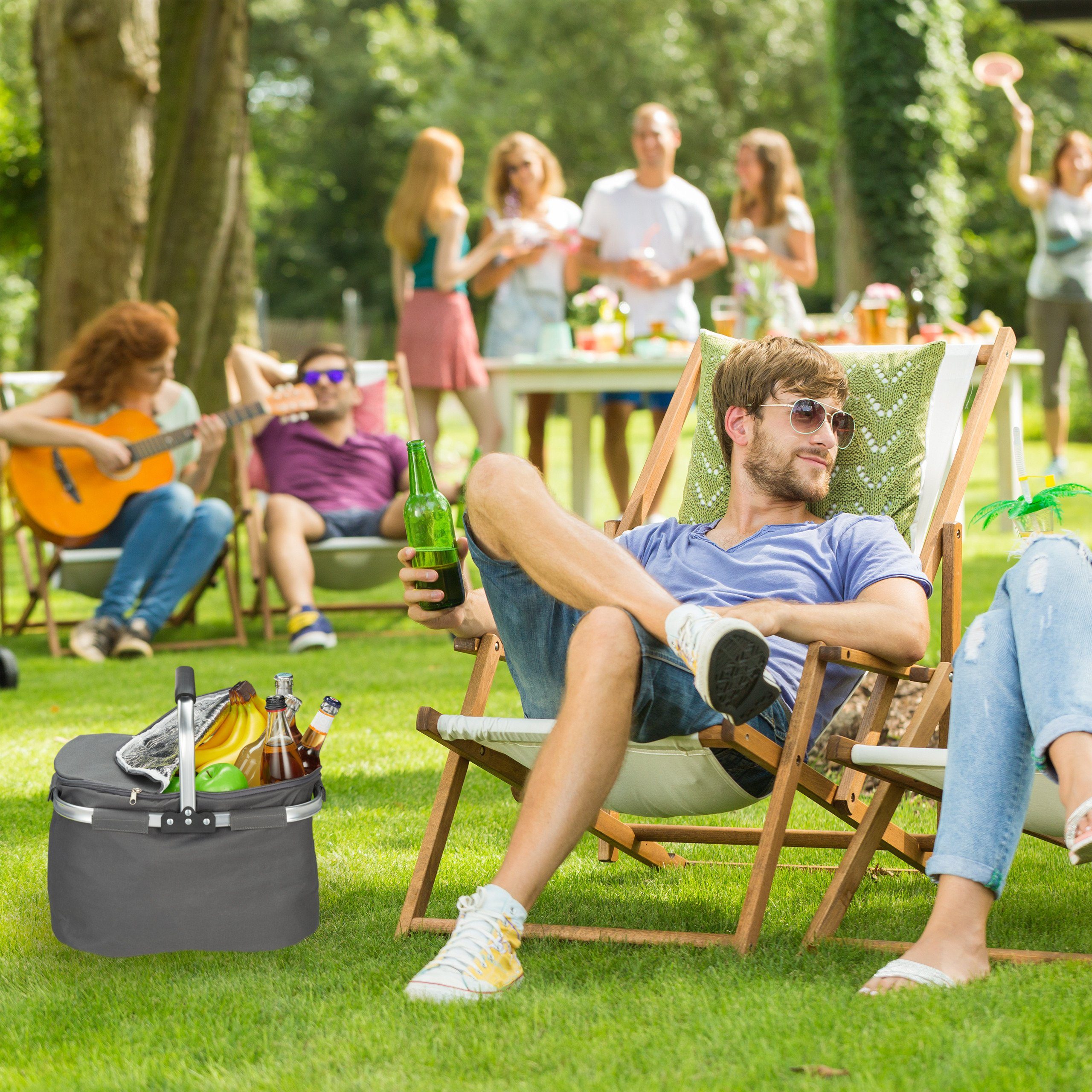 relaxdays Einkaufskorb mit Kühlfunktio, grau