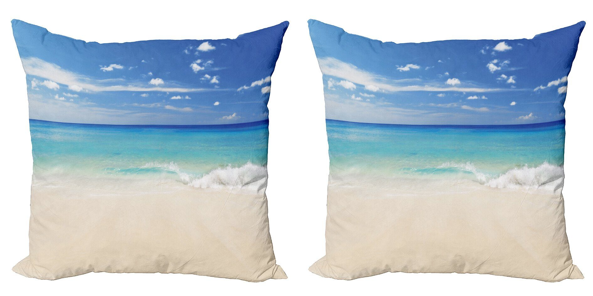 Kissenbezüge Modern Accent Doppelseitiger Digitaldruck, Abakuhaus (2 Stück), Tropisch Shore Meer mit Wellen