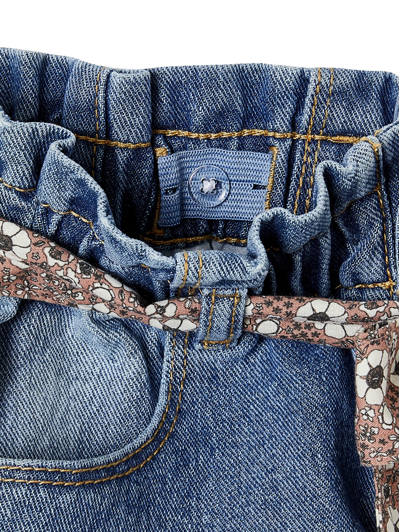 7/8-Caprijeans Mädchen Paperbag-Jeans mit Blumen-Gürtel