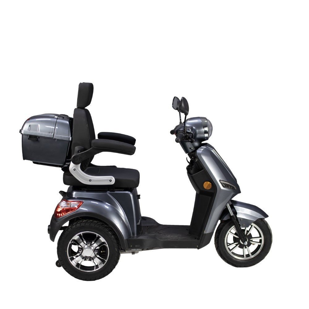 inter E-Motorroller Seniorenmobil 3-Rad in Grau Seniorenroller E-Roller Grau, 1000 W, 25 km/h, Überrollschutz; guter Wendekreis; verstellbare Sitzposition