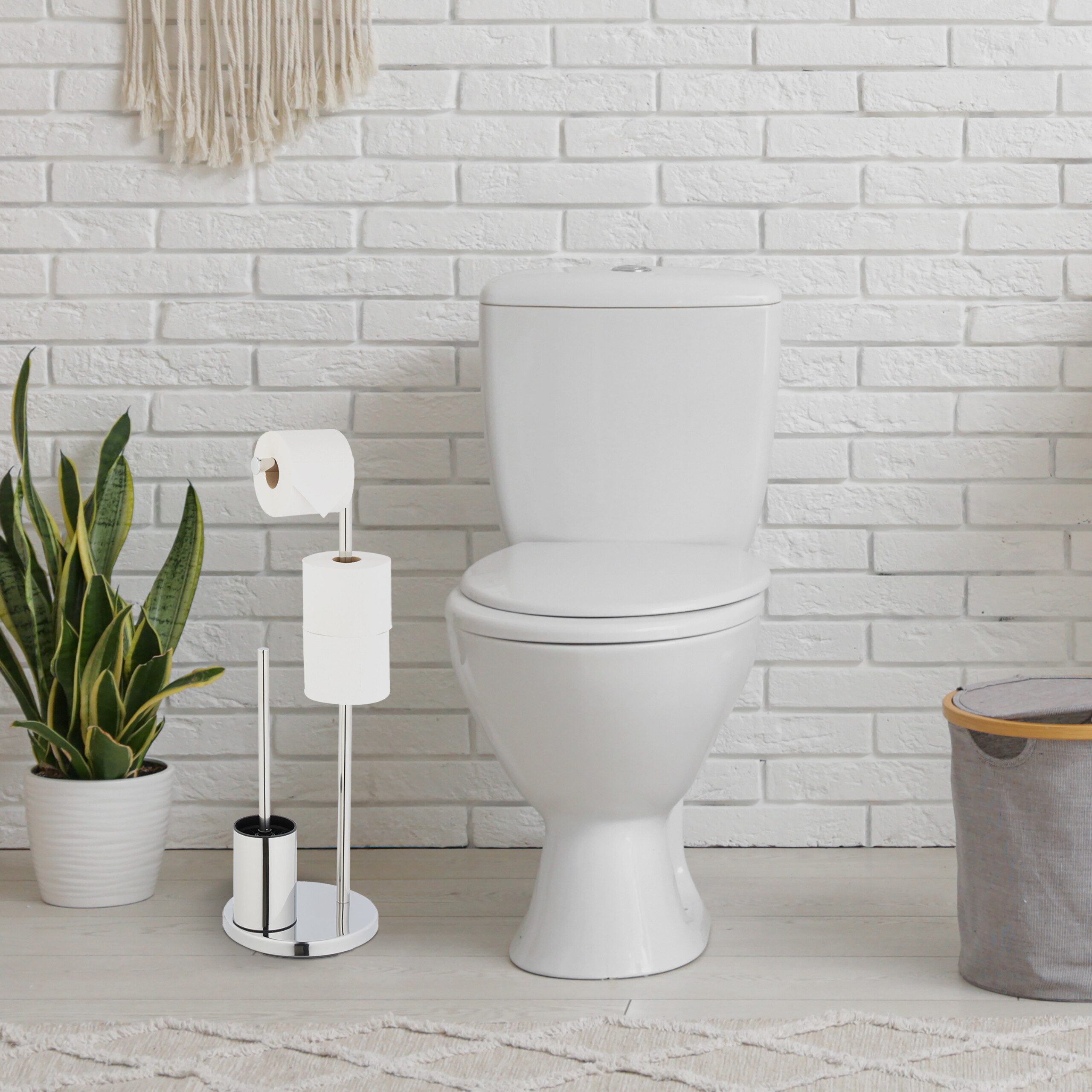 relaxdays WC-Garnitur mit Toilettenpapierhalt, WC, (Set, günstig online kaufen