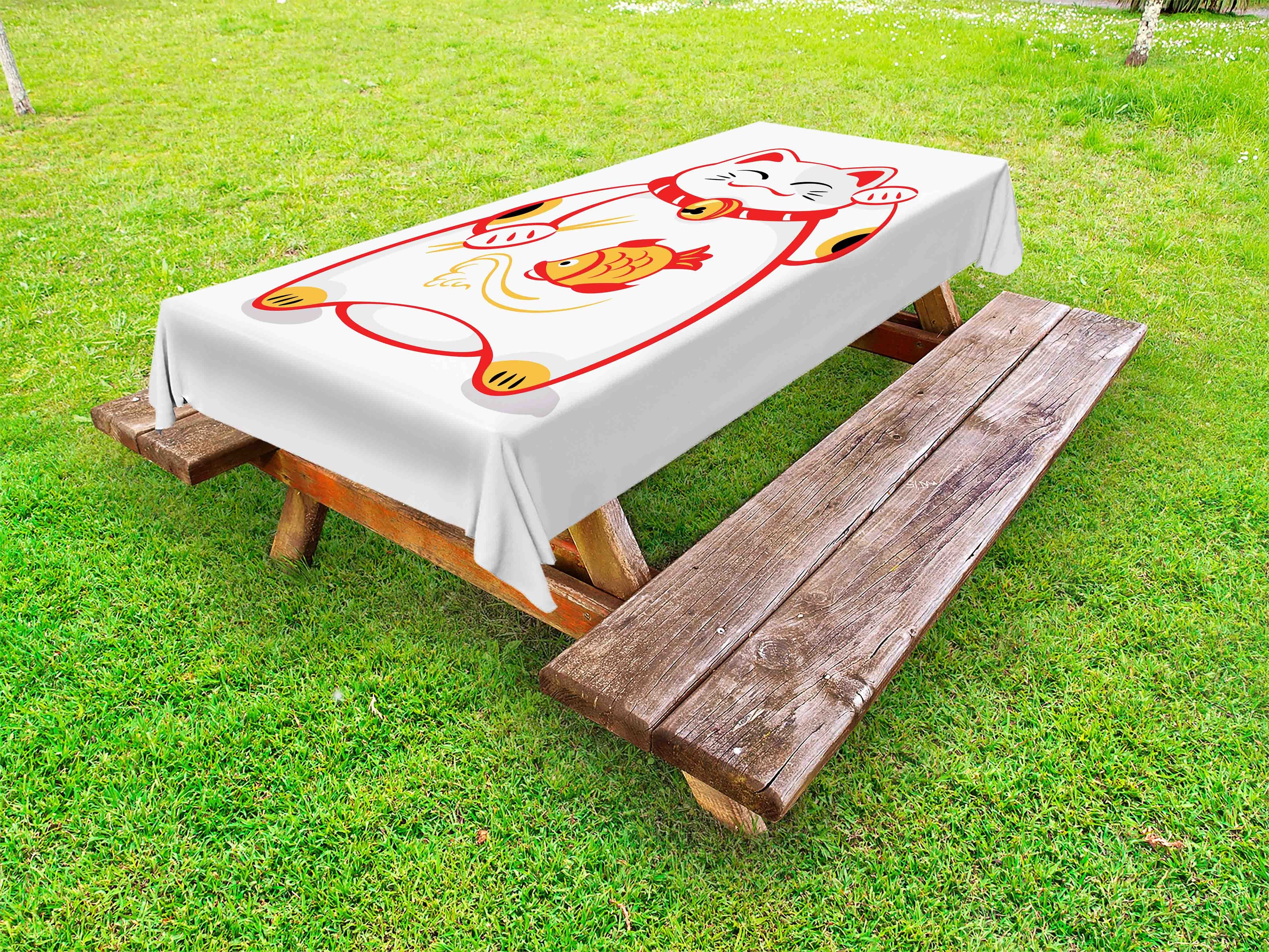 Abakuhaus Tischdecke dekorative waschbare Picknick-Tischdecke, japanische Katze Maneki Neko Essstäbchen