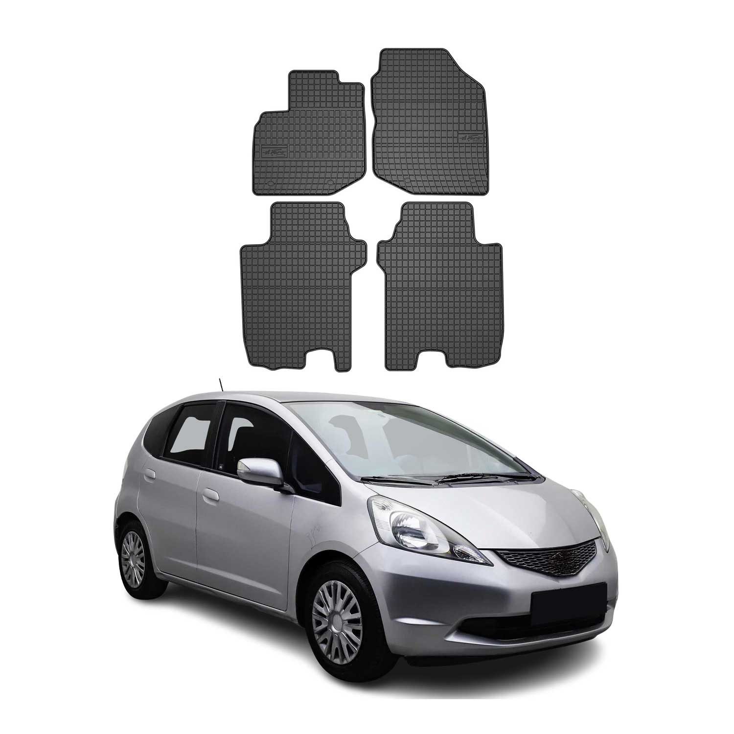 OMAC Auto-Fußmatten für Honda Jazz 2007-2014 Gummimatten Schwarz 4 tlg (4 St), für Honda Jazz 2007-2014 Honda Jazz 2007-2014, Antirutsch,Wasserfest,Einfache Installation