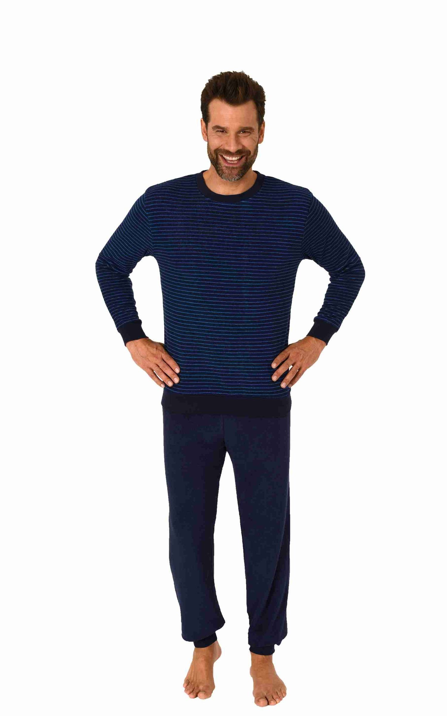 RELAX by Normann Pyjama Herren langarm Frottee Schlafanzug mit Bündchen - a günstig online kaufen