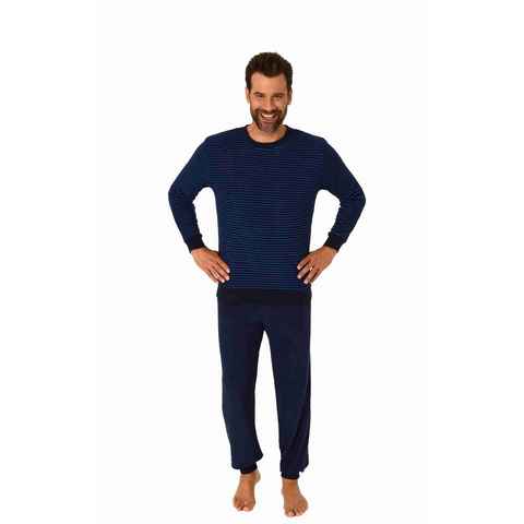 RELAX by Normann Pyjama Herren langarm Frottee Schlafanzug mit Bündchen - auch in Übergrößen